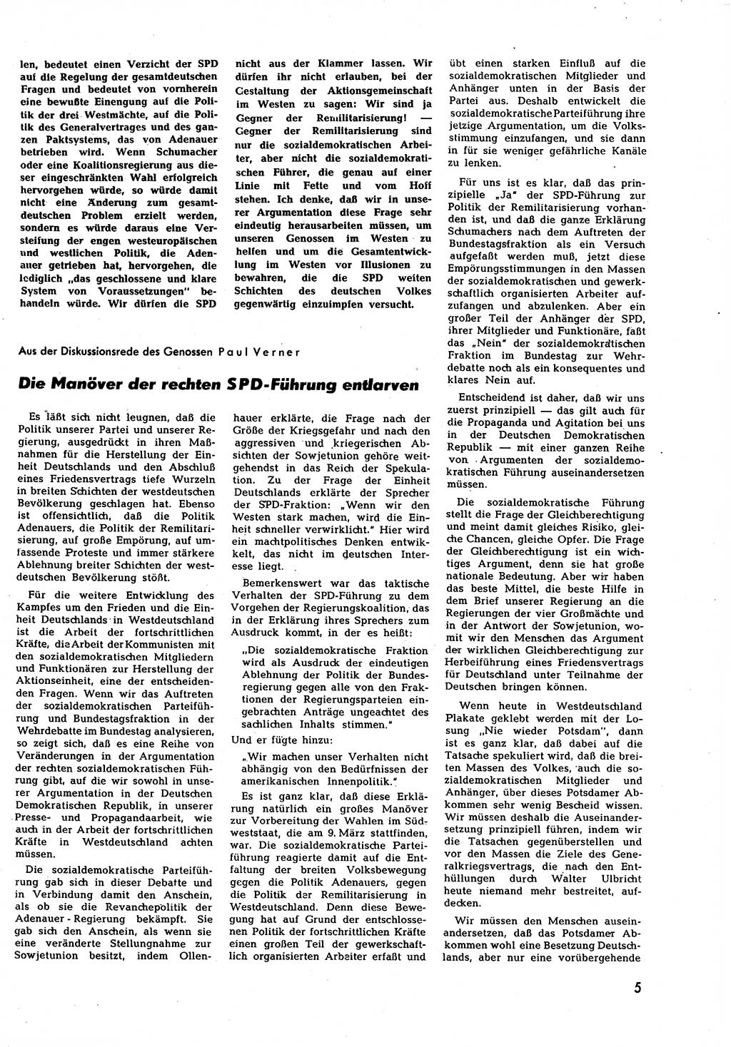 Neuer Weg (NW), Halbmonatsschrift für aktuelle Fragen der Arbeiterbewegung [Zentralkomitee (ZK) Sozialistische Einheitspartei Deutschlands (SED)], 7. Jahrgang [Deutsche Demokratische Republik (DDR)] 1952, Heft 6/5 (NW ZK SED DDR 1952, H. 6/5)