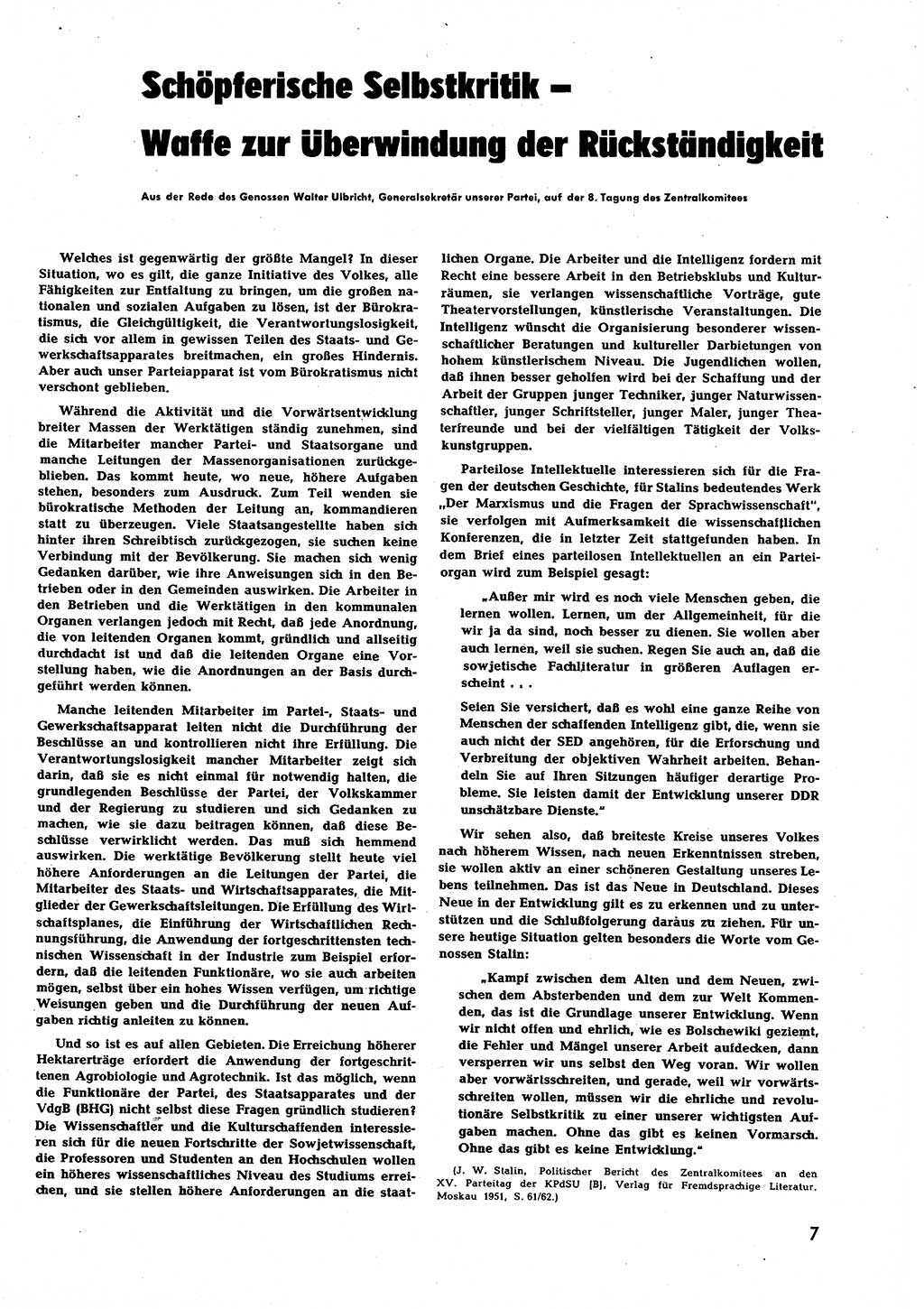 Neuer Weg (NW), Halbmonatsschrift für aktuelle Fragen der Arbeiterbewegung [Zentralkomitee (ZK) Sozialistische Einheitspartei Deutschlands (SED)], 7. Jahrgang [Deutsche Demokratische Republik (DDR)] 1952, Heft 6/7 (NW ZK SED DDR 1952, H. 6/7)
