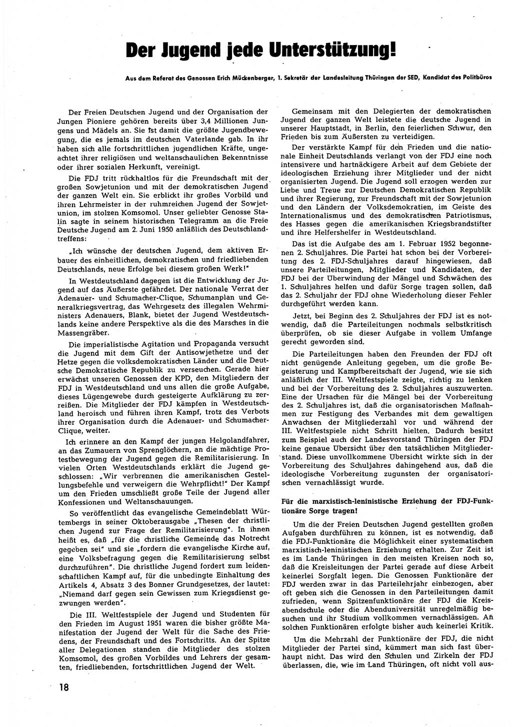 Neuer Weg (NW), Halbmonatsschrift für aktuelle Fragen der Arbeiterbewegung [Zentralkomitee (ZK) Sozialistische Einheitspartei Deutschlands (SED)], 7. Jahrgang [Deutsche Demokratische Republik (DDR)] 1952, Heft 6/18 (NW ZK SED DDR 1952, H. 6/18)