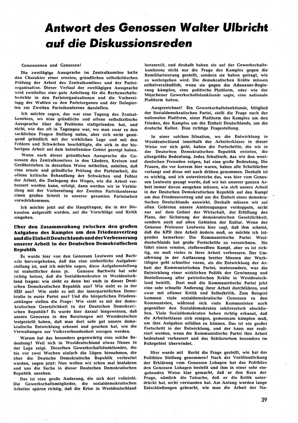 Neuer Weg (NW), Halbmonatsschrift für aktuelle Fragen der Arbeiterbewegung [Zentralkomitee (ZK) Sozialistische Einheitspartei Deutschlands (SED)], 7. Jahrgang [Deutsche Demokratische Republik (DDR)] 1952, Heft 6/39 (NW ZK SED DDR 1952, H. 6/39)