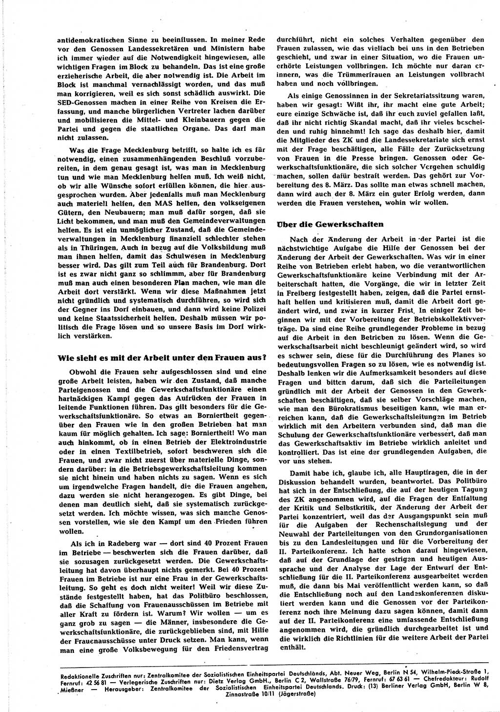 Neuer Weg (NW), Halbmonatsschrift für aktuelle Fragen der Arbeiterbewegung [Zentralkomitee (ZK) Sozialistische Einheitspartei Deutschlands (SED)], 7. Jahrgang [Deutsche Demokratische Republik (DDR)] 1952, Heft 6/44 (NW ZK SED DDR 1952, H. 6/44)