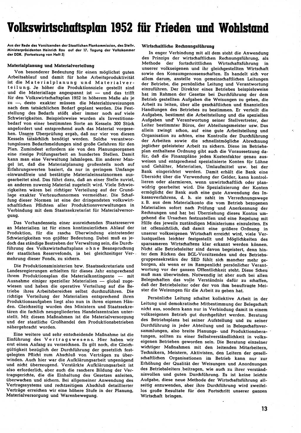Neuer Weg (NW), Halbmonatsschrift für aktuelle Fragen der Arbeiterbewegung [Zentralkomitee (ZK) Sozialistische Einheitspartei Deutschlands (SED)], 7. Jahrgang [Deutsche Demokratische Republik (DDR)] 1952, Heft 7/13 (NW ZK SED DDR 1952, H. 7/13)
