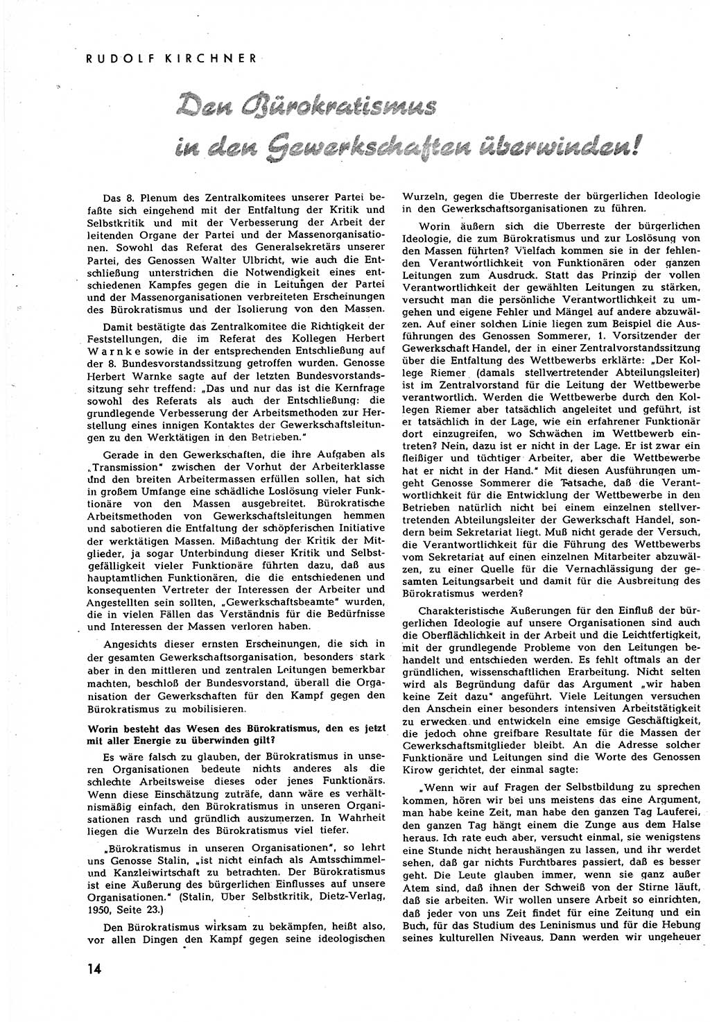 Neuer Weg (NW), Halbmonatsschrift für aktuelle Fragen der Arbeiterbewegung [Zentralkomitee (ZK) Sozialistische Einheitspartei Deutschlands (SED)], 7. Jahrgang [Deutsche Demokratische Republik (DDR)] 1952, Heft 7/14 (NW ZK SED DDR 1952, H. 7/14)