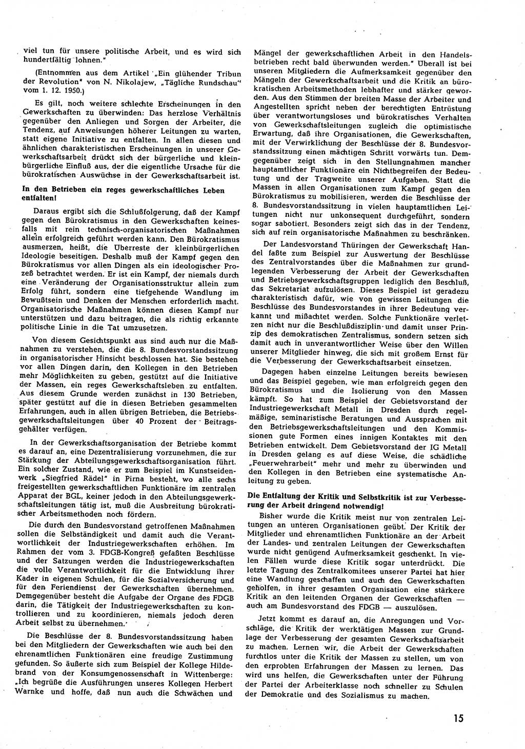 Neuer Weg (NW), Halbmonatsschrift für aktuelle Fragen der Arbeiterbewegung [Zentralkomitee (ZK) Sozialistische Einheitspartei Deutschlands (SED)], 7. Jahrgang [Deutsche Demokratische Republik (DDR)] 1952, Heft 7/15 (NW ZK SED DDR 1952, H. 7/15)