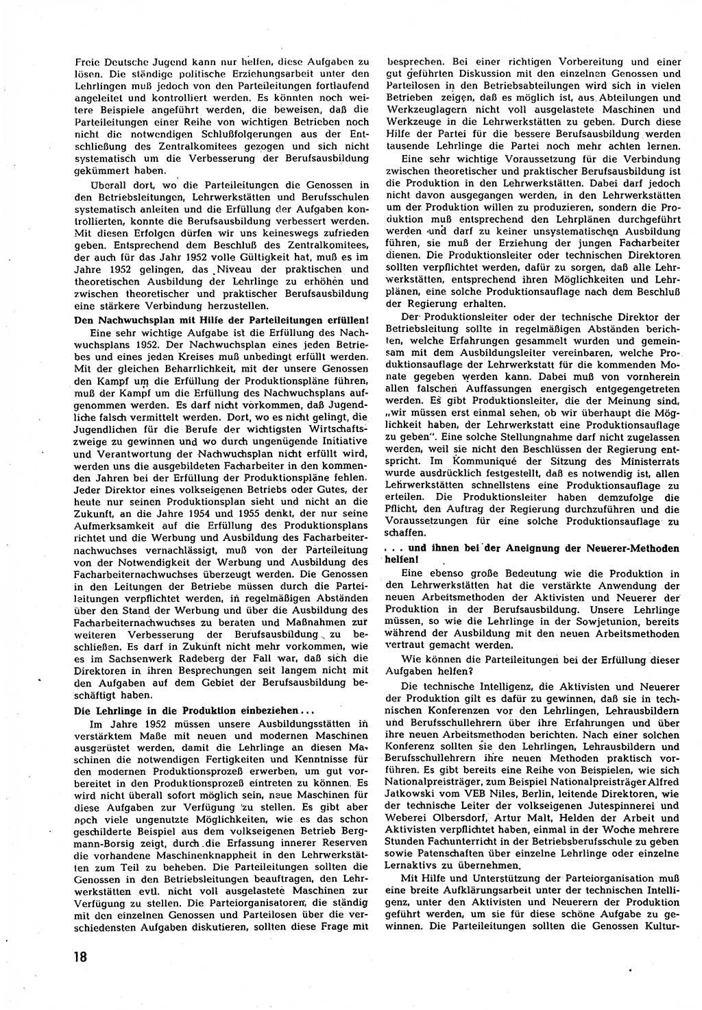 Neuer Weg (NW), Halbmonatsschrift für aktuelle Fragen der Arbeiterbewegung [Zentralkomitee (ZK) Sozialistische Einheitspartei Deutschlands (SED)], 7. Jahrgang [Deutsche Demokratische Republik (DDR)] 1952, Heft 7/18 (NW ZK SED DDR 1952, H. 7/18)