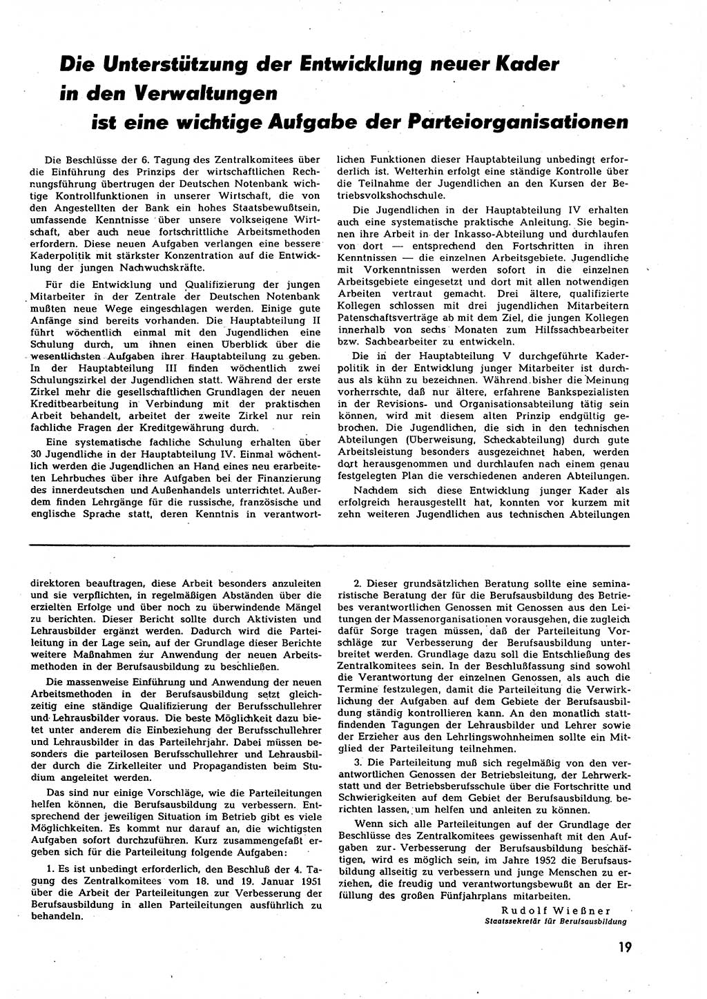 Neuer Weg (NW), Halbmonatsschrift für aktuelle Fragen der Arbeiterbewegung [Zentralkomitee (ZK) Sozialistische Einheitspartei Deutschlands (SED)], 7. Jahrgang [Deutsche Demokratische Republik (DDR)] 1952, Heft 7/19 (NW ZK SED DDR 1952, H. 7/19)