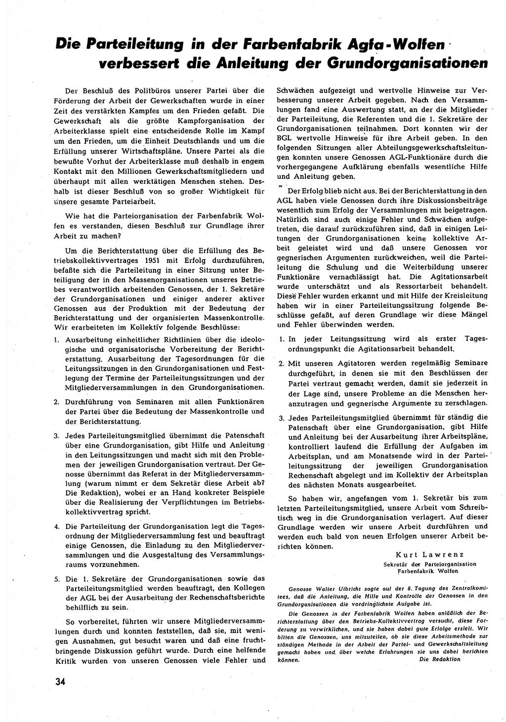 Neuer Weg (NW), Halbmonatsschrift für aktuelle Fragen der Arbeiterbewegung [Zentralkomitee (ZK) Sozialistische Einheitspartei Deutschlands (SED)], 7. Jahrgang [Deutsche Demokratische Republik (DDR)] 1952, Heft 7/34 (NW ZK SED DDR 1952, H. 7/34)