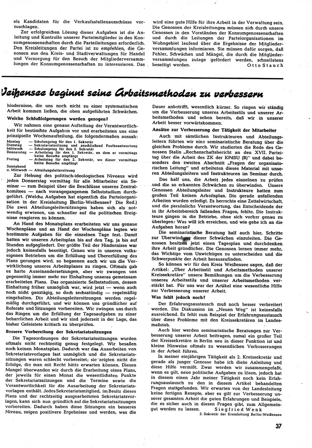 Neuer Weg (NW), Halbmonatsschrift für aktuelle Fragen der Arbeiterbewegung [Zentralkomitee (ZK) Sozialistische Einheitspartei Deutschlands (SED)], 7. Jahrgang [Deutsche Demokratische Republik (DDR)] 1952, Heft 7/37 (NW ZK SED DDR 1952, H. 7/37)