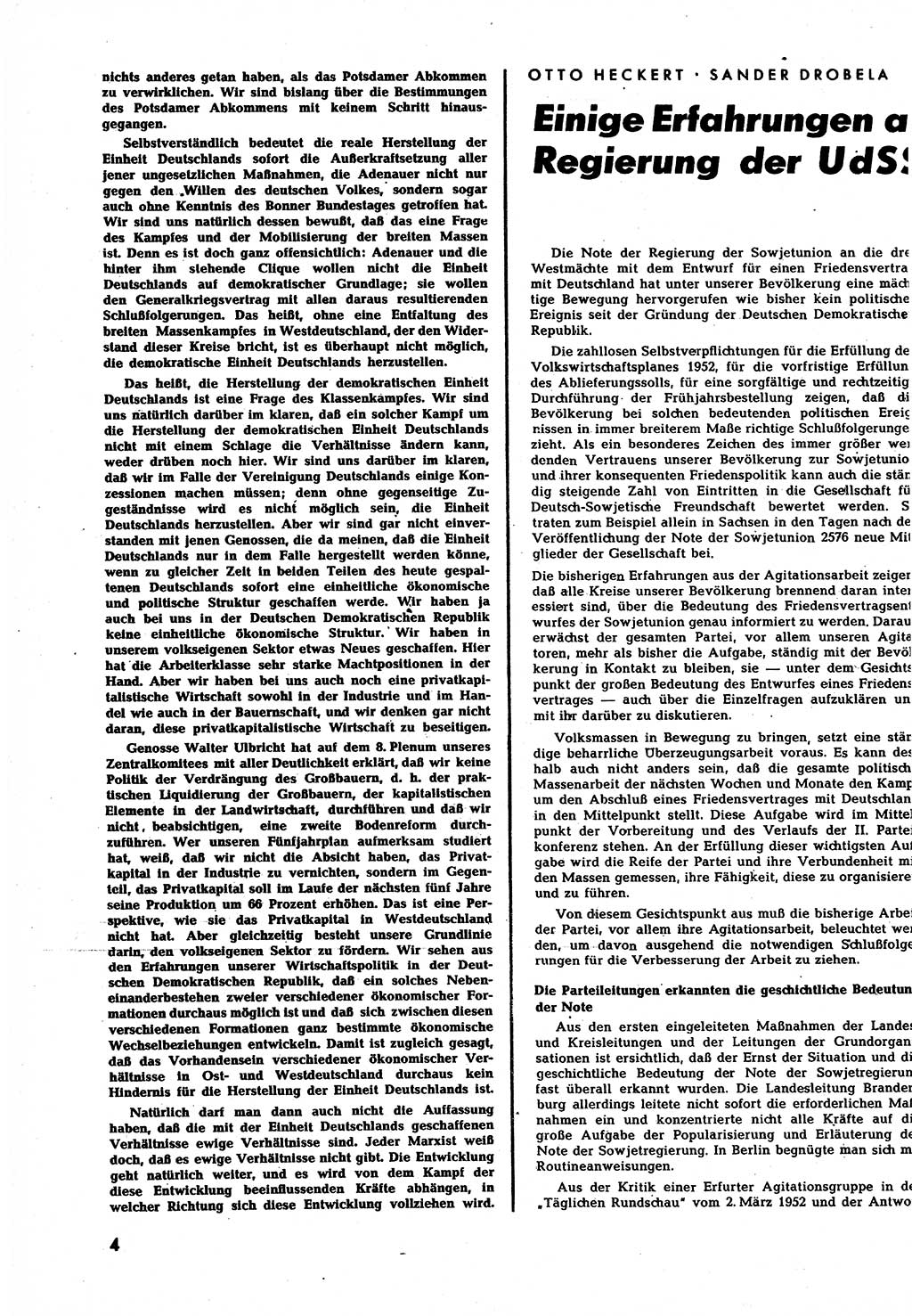 Neuer Weg (NW), Halbmonatsschrift für aktuelle Fragen der Arbeiterbewegung [Zentralkomitee (ZK) Sozialistische Einheitspartei Deutschlands (SED)], 7. Jahrgang [Deutsche Demokratische Republik (DDR)] 1952, Heft 8/4 (NW ZK SED DDR 1952, H. 8/4)