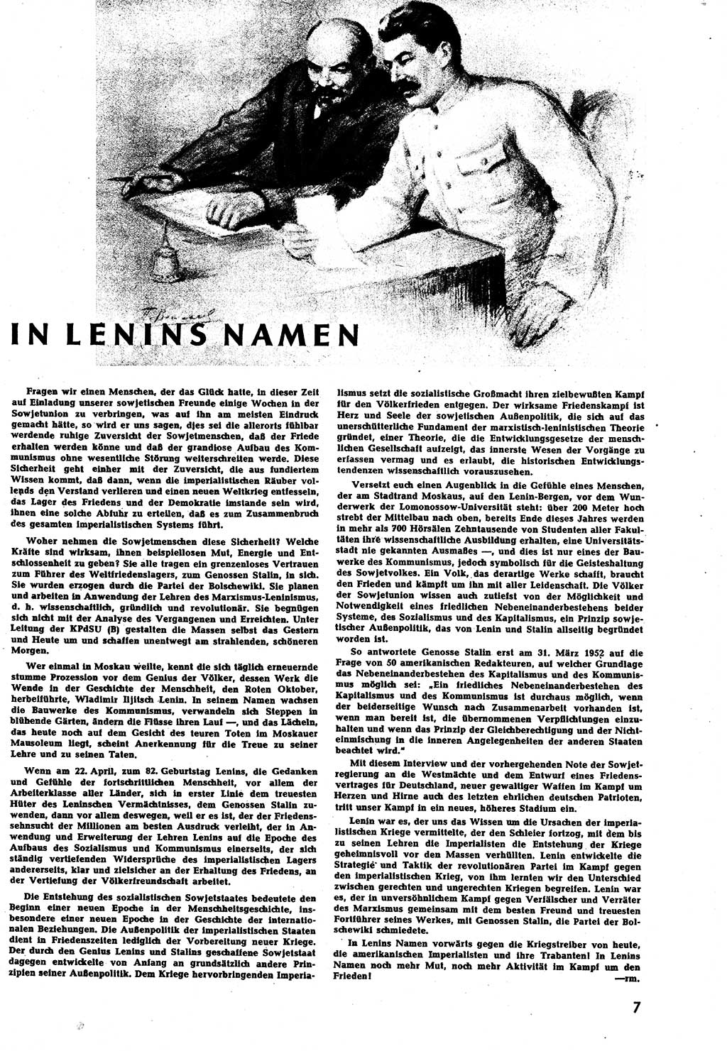 Neuer Weg (NW), Halbmonatsschrift fÃ¼r aktuelle Fragen der Arbeiterbewegung [Zentralkomitee (ZK) Sozialistische Einheitspartei Deutschlands (SED)], 7. Jahrgang [Deutsche Demokratische Republik (DDR)] 1952, Heft 8/7 (NW ZK SED DDR 1952, H. 8/7)
