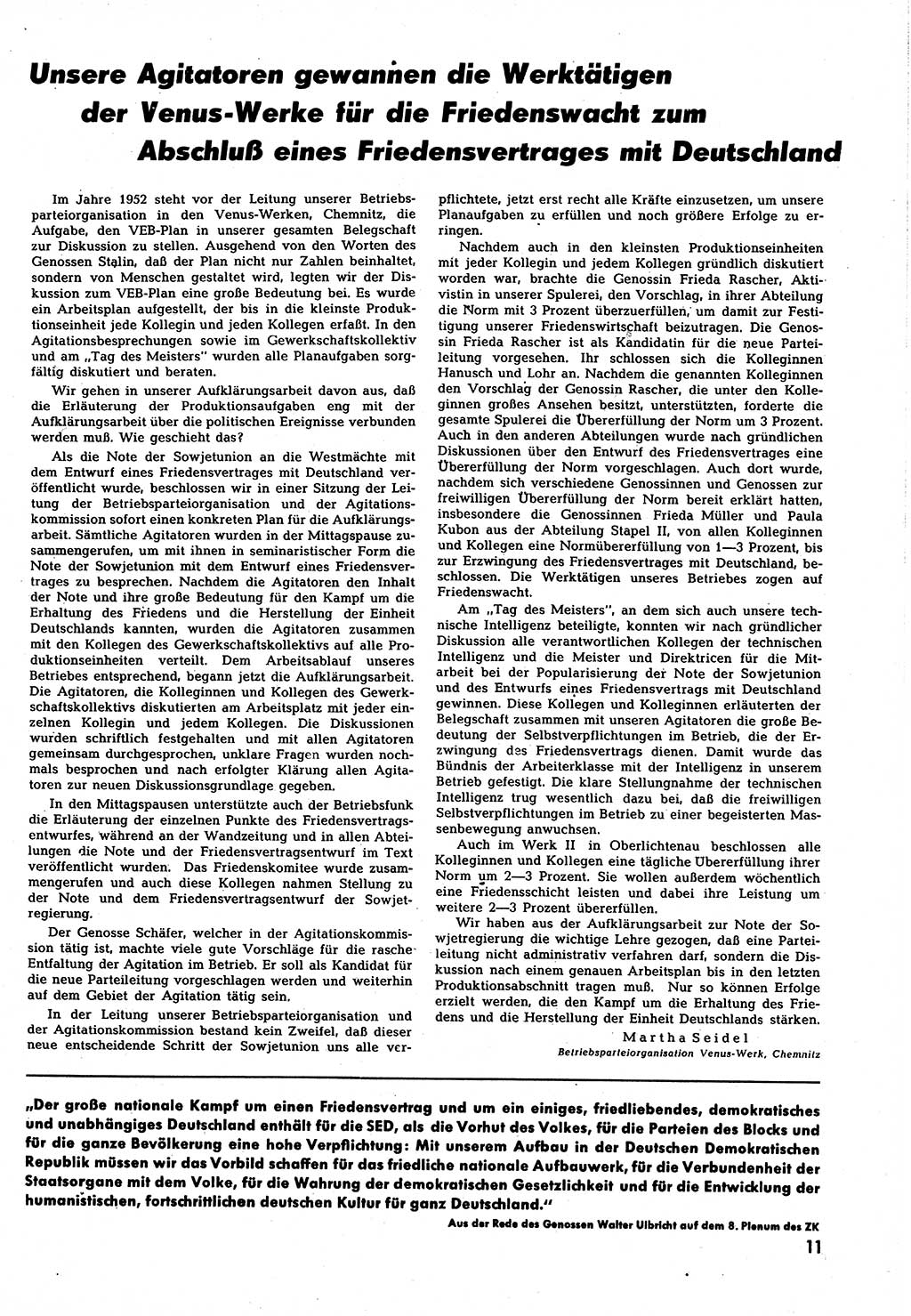 Neuer Weg (NW), Halbmonatsschrift für aktuelle Fragen der Arbeiterbewegung [Zentralkomitee (ZK) Sozialistische Einheitspartei Deutschlands (SED)], 7. Jahrgang [Deutsche Demokratische Republik (DDR)] 1952, Heft 8/11 (NW ZK SED DDR 1952, H. 8/11)