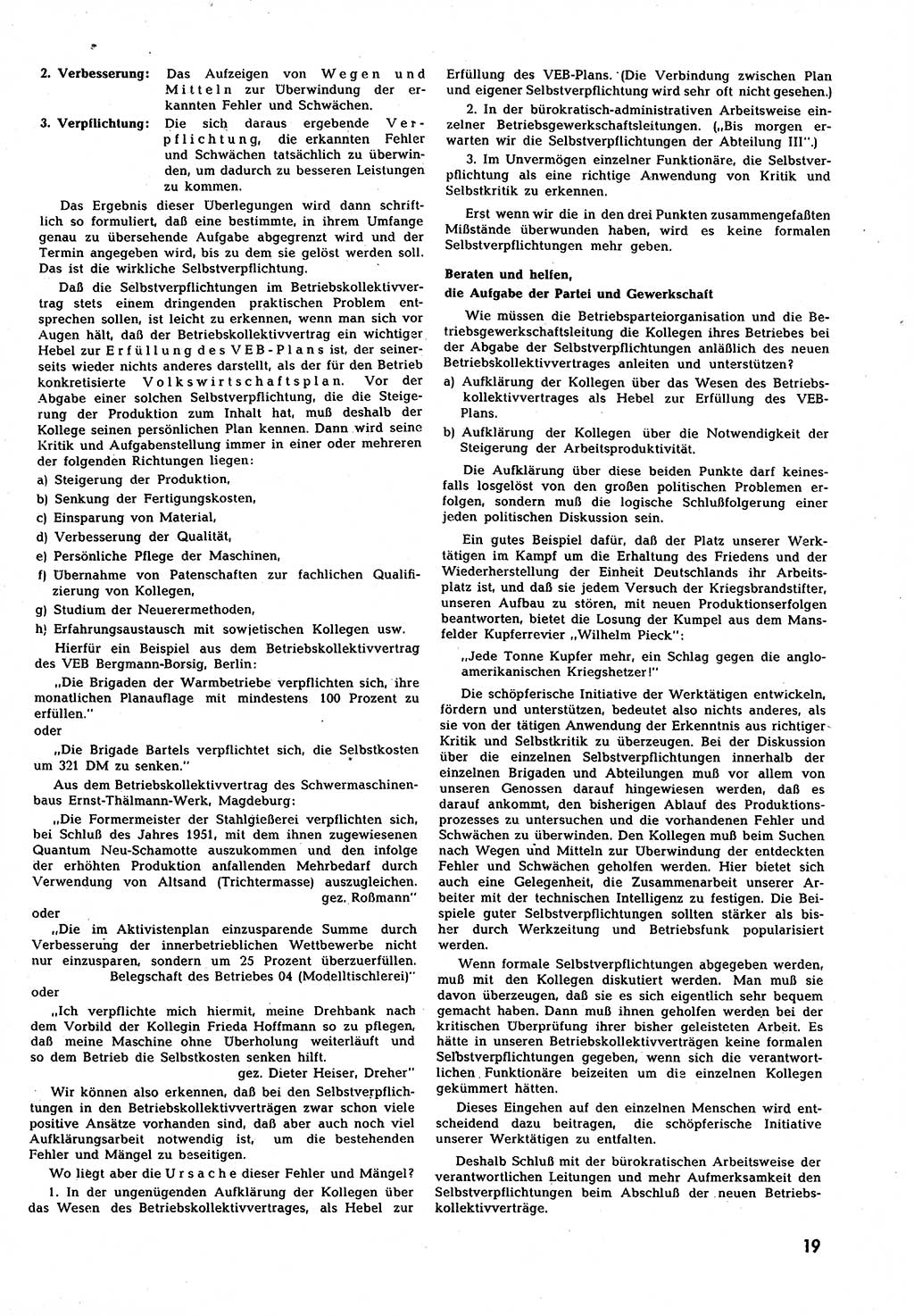 Neuer Weg (NW), Halbmonatsschrift für aktuelle Fragen der Arbeiterbewegung [Zentralkomitee (ZK) Sozialistische Einheitspartei Deutschlands (SED)], 7. Jahrgang [Deutsche Demokratische Republik (DDR)] 1952, Heft 8/19 (NW ZK SED DDR 1952, H. 8/19)
