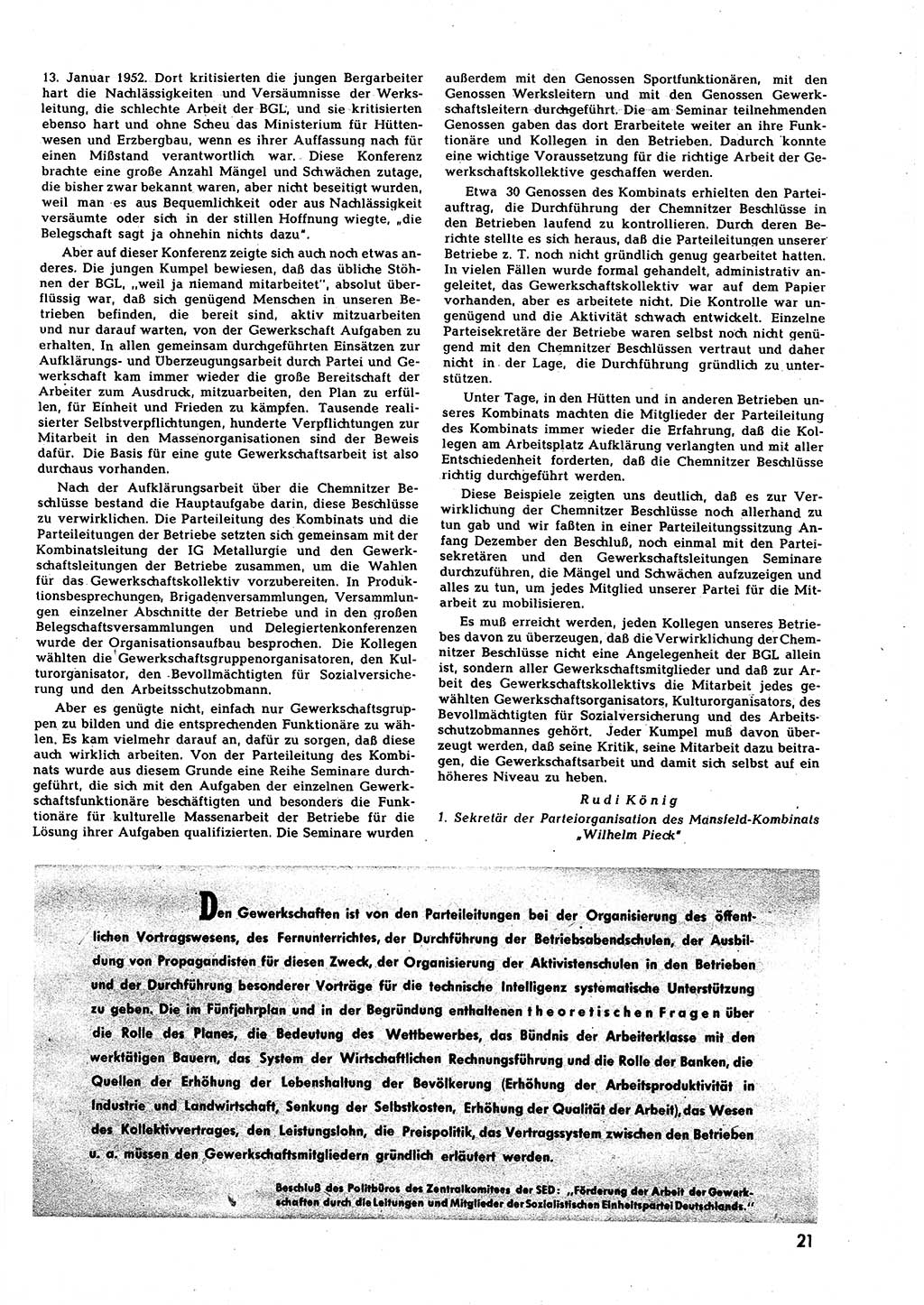 Neuer Weg (NW), Halbmonatsschrift für aktuelle Fragen der Arbeiterbewegung [Zentralkomitee (ZK) Sozialistische Einheitspartei Deutschlands (SED)], 7. Jahrgang [Deutsche Demokratische Republik (DDR)] 1952, Heft 8/21 (NW ZK SED DDR 1952, H. 8/21)