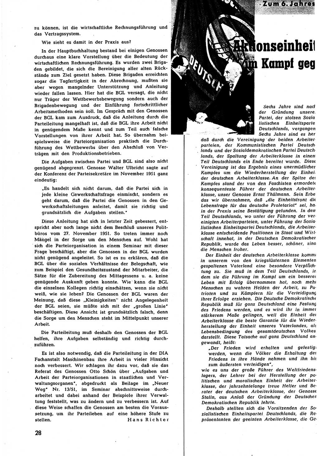 Neuer Weg (NW), Halbmonatsschrift für aktuelle Fragen der Arbeiterbewegung [Zentralkomitee (ZK) Sozialistische Einheitspartei Deutschlands (SED)], 7. Jahrgang [Deutsche Demokratische Republik (DDR)] 1952, Heft 8/28 (NW ZK SED DDR 1952, H. 8/28)
