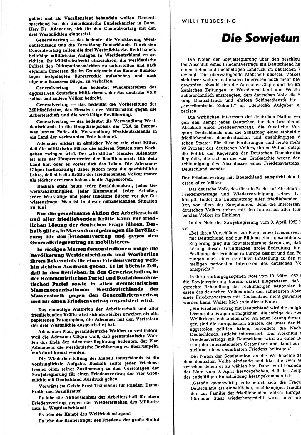 Neuer Weg (NW), Halbmonatsschrift für aktuelle Fragen der Arbeiterbewegung [Zentralkomitee (ZK) Sozialistische Einheitspartei Deutschlands (SED)], 7. Jahrgang [Deutsche Demokratische Republik (DDR)] 1952, Heft 9/2 (NW ZK SED DDR 1952, H. 9/2)