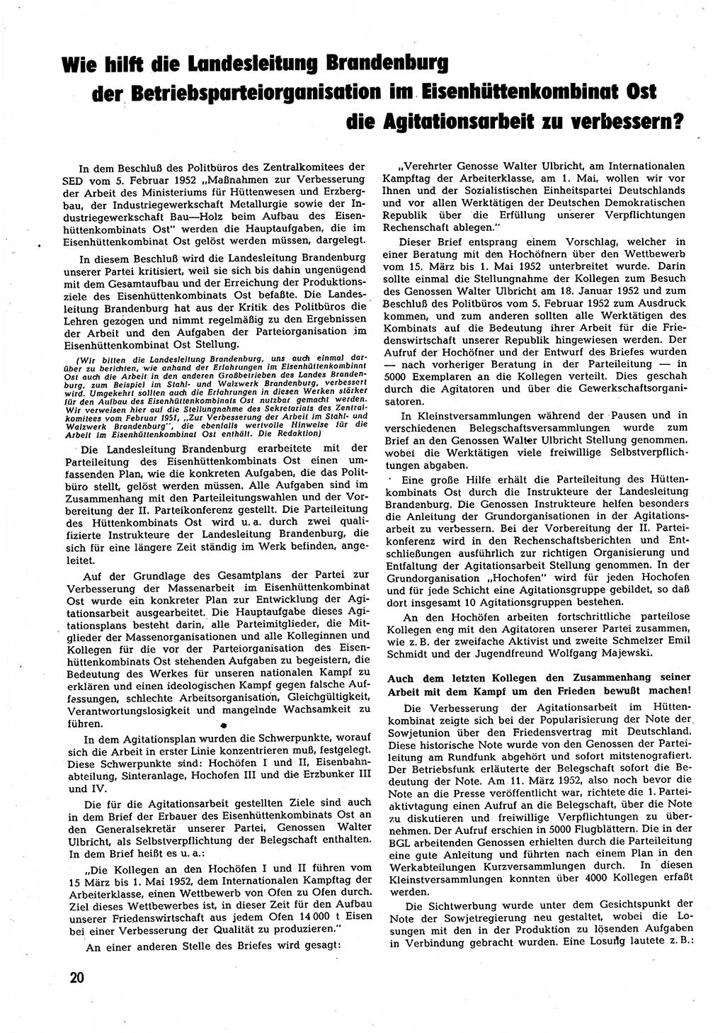 Neuer Weg (NW), Halbmonatsschrift für aktuelle Fragen der Arbeiterbewegung [Zentralkomitee (ZK) Sozialistische Einheitspartei Deutschlands (SED)], 7. Jahrgang [Deutsche Demokratische Republik (DDR)] 1952, Heft 9/20 (NW ZK SED DDR 1952, H. 9/20)