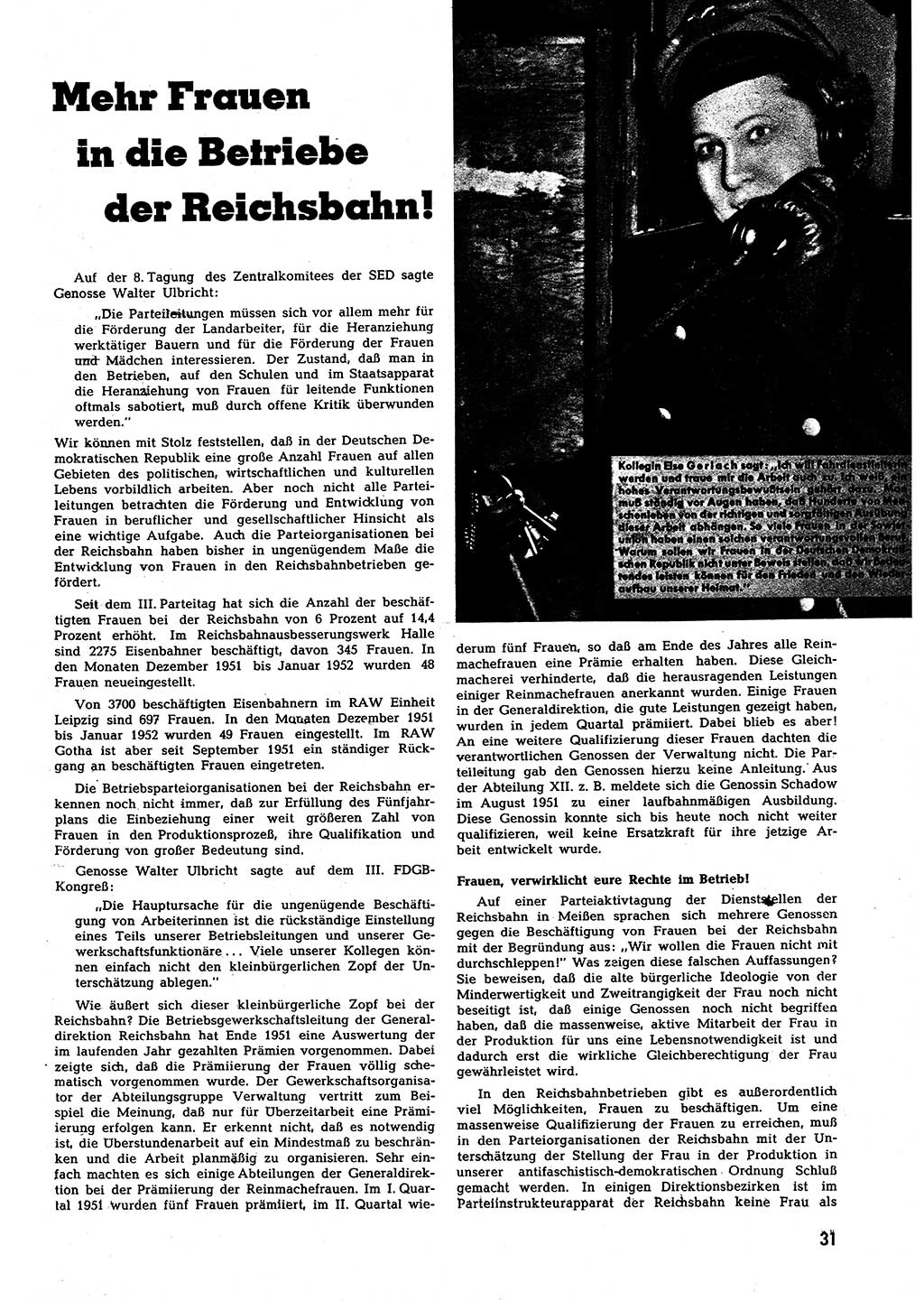 Neuer Weg (NW), Halbmonatsschrift für aktuelle Fragen der Arbeiterbewegung [Zentralkomitee (ZK) Sozialistische Einheitspartei Deutschlands (SED)], 7. Jahrgang [Deutsche Demokratische Republik (DDR)] 1952, Heft 9/31 (NW ZK SED DDR 1952, H. 9/31)