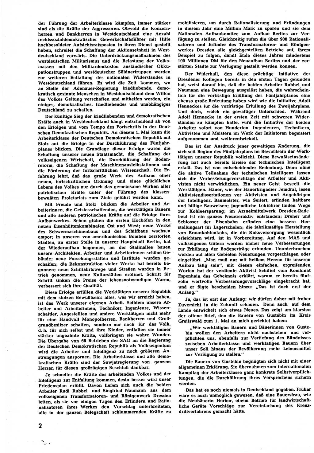 Neuer Weg (NW), Halbmonatsschrift für aktuelle Fragen der Arbeiterbewegung [Zentralkomitee (ZK) Sozialistische Einheitspartei Deutschlands (SED)], 7. Jahrgang [Deutsche Demokratische Republik (DDR)] 1952, Heft 10/2 (NW ZK SED DDR 1952, H. 10/2)