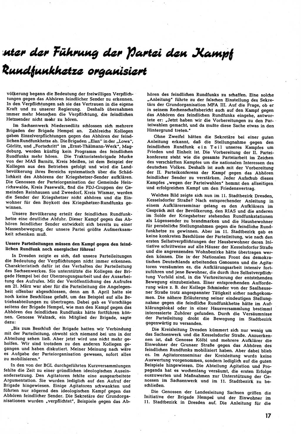 Neuer Weg (NW), Halbmonatsschrift für aktuelle Fragen der Arbeiterbewegung [Zentralkomitee (ZK) Sozialistische Einheitspartei Deutschlands (SED)], 7. Jahrgang [Deutsche Demokratische Republik (DDR)] 1952, Heft 10/17 (NW ZK SED DDR 1952, H. 10/17)