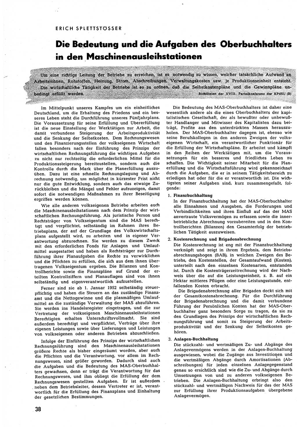Neuer Weg (NW), Halbmonatsschrift für aktuelle Fragen der Arbeiterbewegung [Zentralkomitee (ZK) Sozialistische Einheitspartei Deutschlands (SED)], 7. Jahrgang [Deutsche Demokratische Republik (DDR)] 1952, Heft 10/38 (NW ZK SED DDR 1952, H. 10/38)