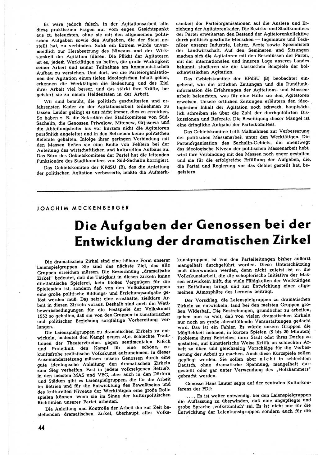 Neuer Weg (NW), Halbmonatsschrift für aktuelle Fragen der Arbeiterbewegung [Zentralkomitee (ZK) Sozialistische Einheitspartei Deutschlands (SED)], 7. Jahrgang [Deutsche Demokratische Republik (DDR)] 1952, Heft 10/44 (NW ZK SED DDR 1952, H. 10/44)