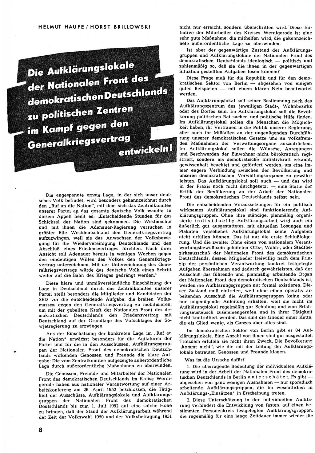 Neuer Weg (NW), Halbmonatsschrift für aktuelle Fragen der Arbeiterbewegung [Zentralkomitee (ZK) Sozialistische Einheitspartei Deutschlands (SED)], 7. Jahrgang [Deutsche Demokratische Republik (DDR)] 1952, Heft 11/8 (NW ZK SED DDR 1952, H. 11/8)