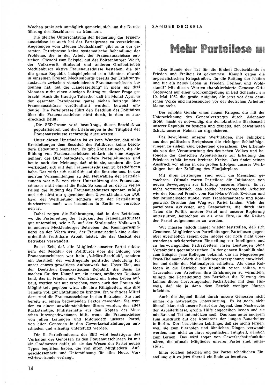 Neuer Weg (NW), Halbmonatsschrift für aktuelle Fragen der Arbeiterbewegung [Zentralkomitee (ZK) Sozialistische Einheitspartei Deutschlands (SED)], 7. Jahrgang [Deutsche Demokratische Republik (DDR)] 1952, Heft 11/14 (NW ZK SED DDR 1952, H. 11/14)