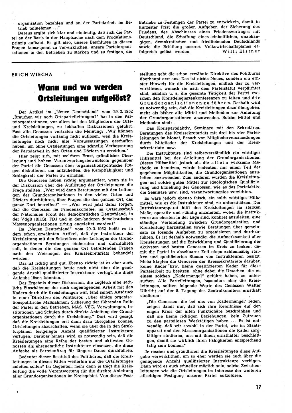 Neuer Weg (NW), Halbmonatsschrift für aktuelle Fragen der Arbeiterbewegung [Zentralkomitee (ZK) Sozialistische Einheitspartei Deutschlands (SED)], 7. Jahrgang [Deutsche Demokratische Republik (DDR)] 1952, Heft 11/17 (NW ZK SED DDR 1952, H. 11/17)