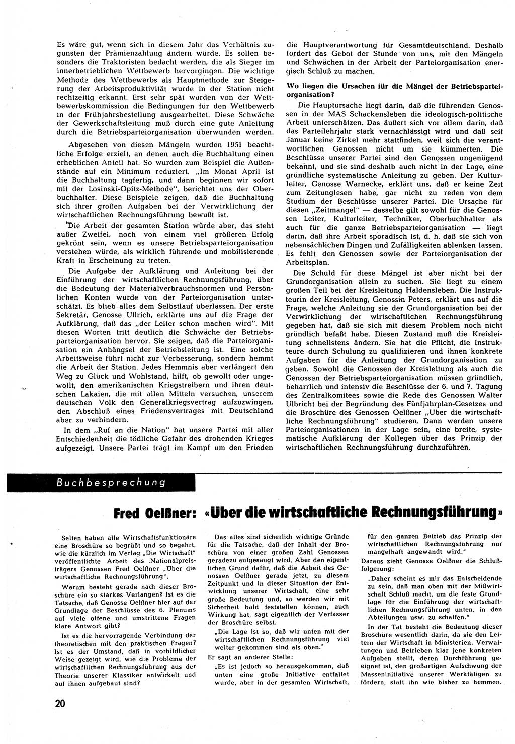 Neuer Weg (NW), Halbmonatsschrift für aktuelle Fragen der Arbeiterbewegung [Zentralkomitee (ZK) Sozialistische Einheitspartei Deutschlands (SED)], 7. Jahrgang [Deutsche Demokratische Republik (DDR)] 1952, Heft 11/20 (NW ZK SED DDR 1952, H. 11/20)