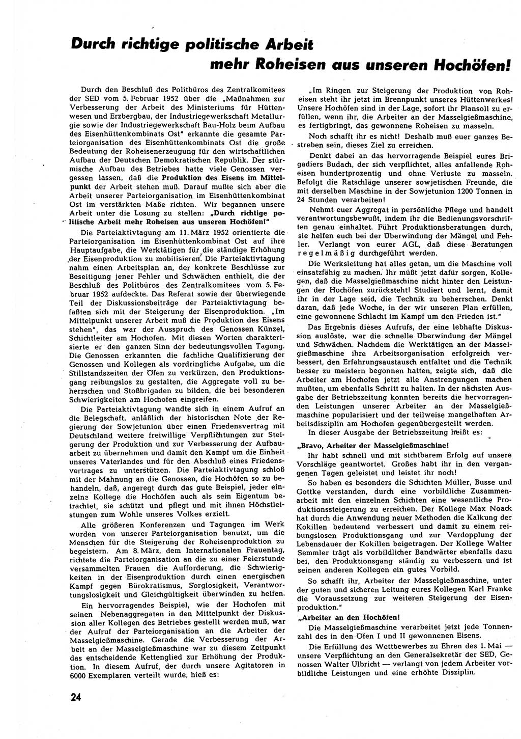 Neuer Weg (NW), Halbmonatsschrift für aktuelle Fragen der Arbeiterbewegung [Zentralkomitee (ZK) Sozialistische Einheitspartei Deutschlands (SED)], 7. Jahrgang [Deutsche Demokratische Republik (DDR)] 1952, Heft 11/24 (NW ZK SED DDR 1952, H. 11/24)