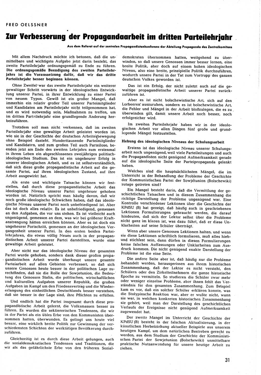 Neuer Weg (NW), Halbmonatsschrift für aktuelle Fragen der Arbeiterbewegung [Zentralkomitee (ZK) Sozialistische Einheitspartei Deutschlands (SED)], 7. Jahrgang [Deutsche Demokratische Republik (DDR)] 1952, Heft 11/31 (NW ZK SED DDR 1952, H. 11/31)