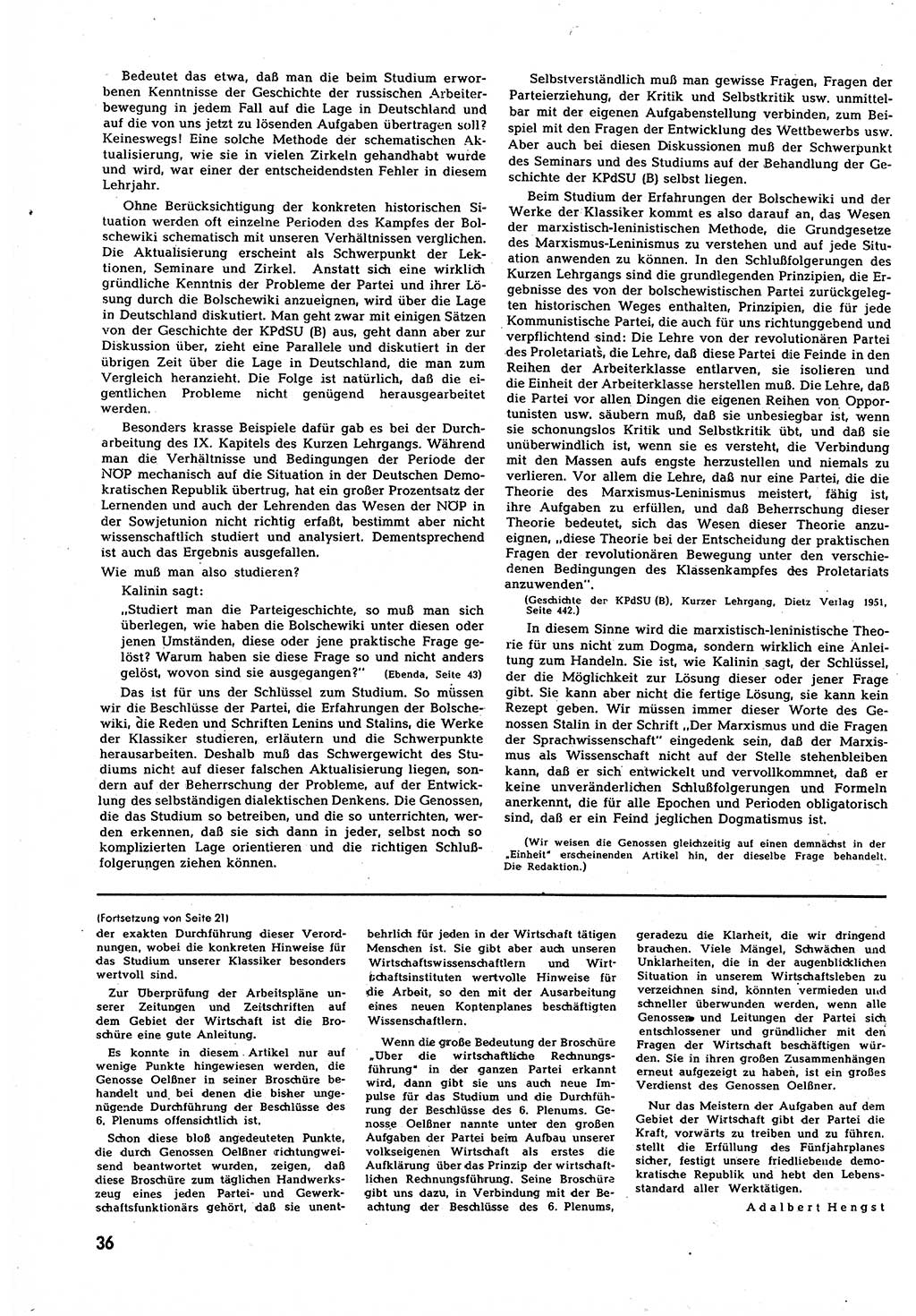 Neuer Weg (NW), Halbmonatsschrift für aktuelle Fragen der Arbeiterbewegung [Zentralkomitee (ZK) Sozialistische Einheitspartei Deutschlands (SED)], 7. Jahrgang [Deutsche Demokratische Republik (DDR)] 1952, Heft 11/36 (NW ZK SED DDR 1952, H. 11/36)