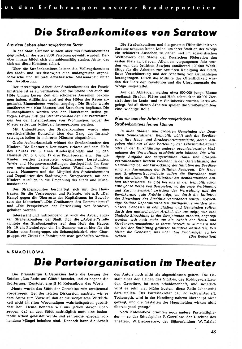 Neuer Weg (NW), Halbmonatsschrift für aktuelle Fragen der Arbeiterbewegung [Zentralkomitee (ZK) Sozialistische Einheitspartei Deutschlands (SED)], 7. Jahrgang [Deutsche Demokratische Republik (DDR)] 1952, Heft 11/43 (NW ZK SED DDR 1952, H. 11/43)