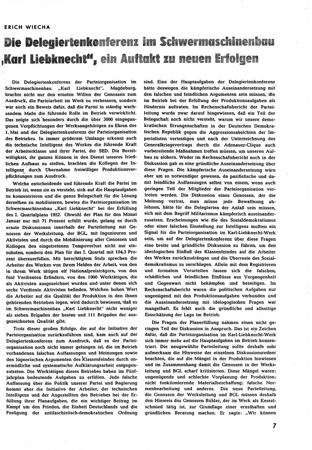 Neuer Weg (NW), Halbmonatsschrift für aktuelle Fragen der Arbeiterbewegung [Zentralkomitee (ZK) Sozialistische Einheitspartei Deutschlands (SED)], 7. Jahrgang [Deutsche Demokratische Republik (DDR)] 1952, Heft 12/7 (NW ZK SED DDR 1952, H. 12/7)
