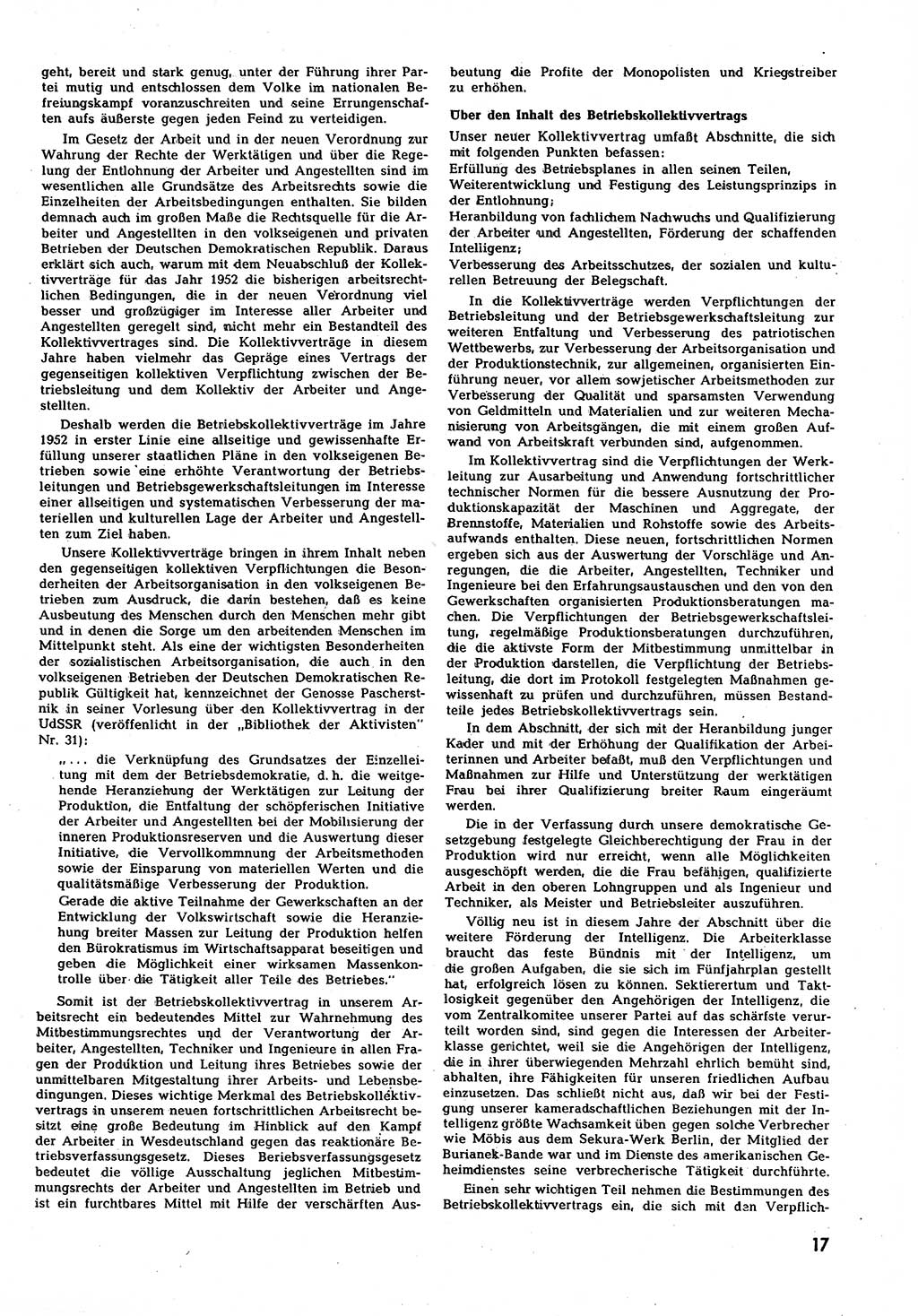 Neuer Weg (NW), Halbmonatsschrift für aktuelle Fragen der Arbeiterbewegung [Zentralkomitee (ZK) Sozialistische Einheitspartei Deutschlands (SED)], 7. Jahrgang [Deutsche Demokratische Republik (DDR)] 1952, Heft 12/17 (NW ZK SED DDR 1952, H. 12/17)
