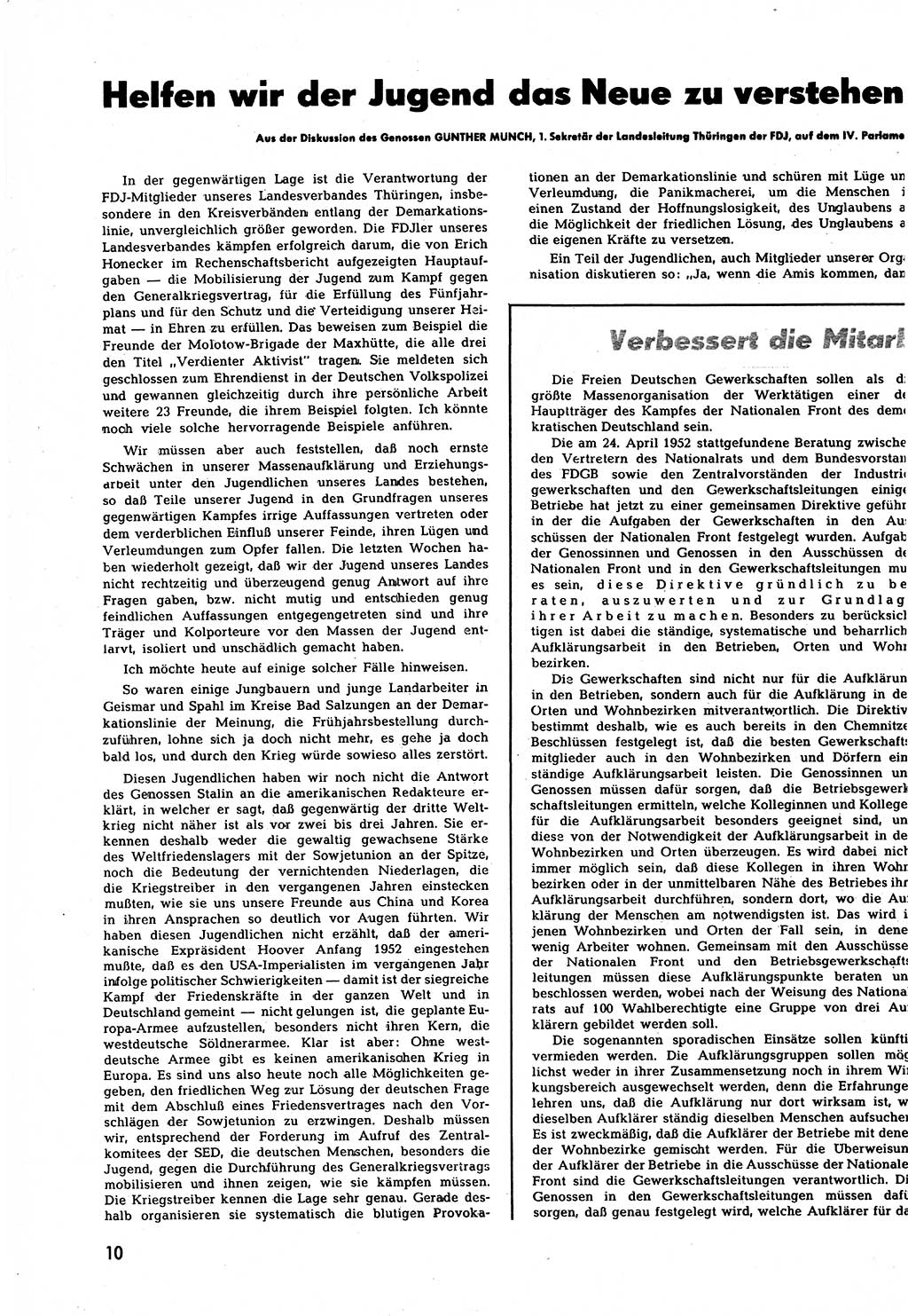 Neuer Weg (NW), Halbmonatsschrift für aktuelle Fragen der Arbeiterbewegung [Zentralkomitee (ZK) Sozialistische Einheitspartei Deutschlands (SED)], 7. Jahrgang [Deutsche Demokratische Republik (DDR)] 1952, Heft 13/10 (NW ZK SED DDR 1952, H. 13/10)