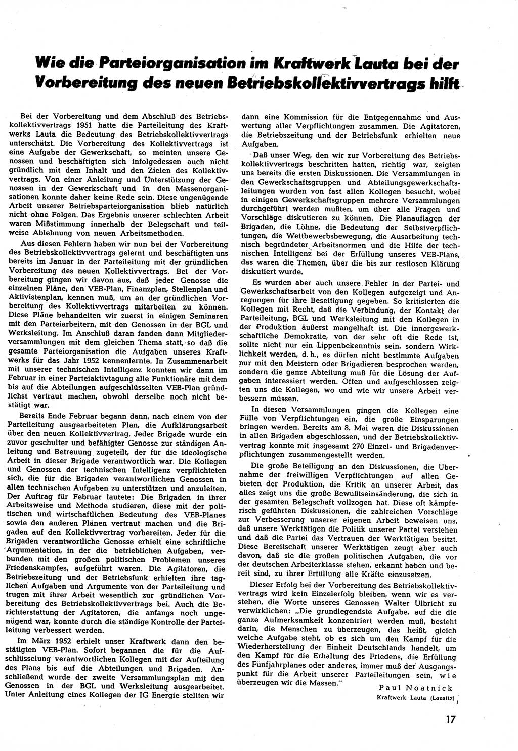 Neuer Weg (NW), Halbmonatsschrift für aktuelle Fragen der Arbeiterbewegung [Zentralkomitee (ZK) Sozialistische Einheitspartei Deutschlands (SED)], 7. Jahrgang [Deutsche Demokratische Republik (DDR)] 1952, Heft 13/17 (NW ZK SED DDR 1952, H. 13/17)
