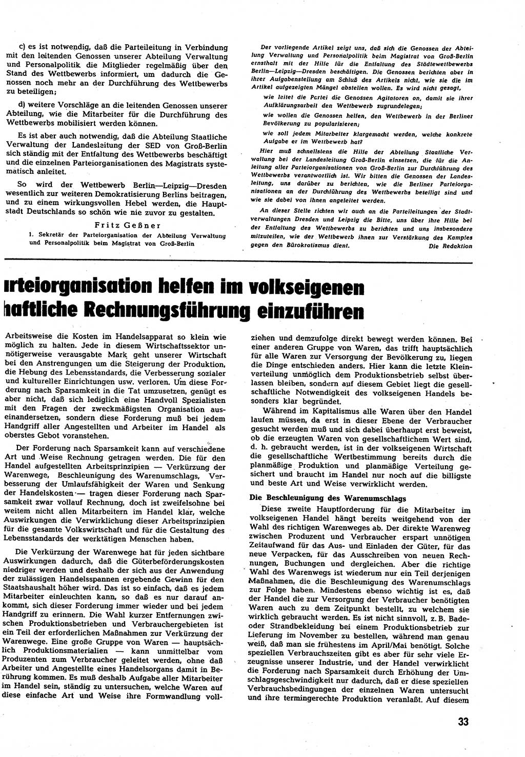 Neuer Weg (NW), Halbmonatsschrift für aktuelle Fragen der Arbeiterbewegung [Zentralkomitee (ZK) Sozialistische Einheitspartei Deutschlands (SED)], 7. Jahrgang [Deutsche Demokratische Republik (DDR)] 1952, Heft 13/33 (NW ZK SED DDR 1952, H. 13/33)