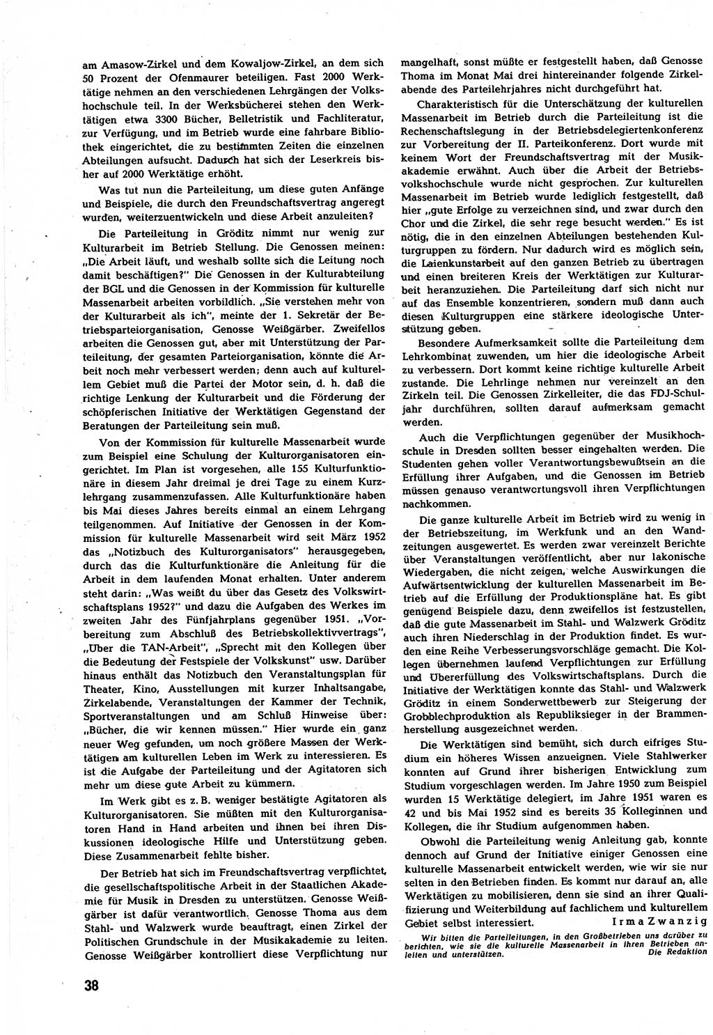 Neuer Weg (NW), Halbmonatsschrift für aktuelle Fragen der Arbeiterbewegung [Zentralkomitee (ZK) Sozialistische Einheitspartei Deutschlands (SED)], 7. Jahrgang [Deutsche Demokratische Republik (DDR)] 1952, Heft 13/38 (NW ZK SED DDR 1952, H. 13/38)