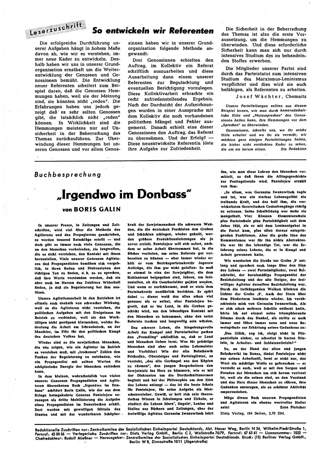 Neuer Weg (NW), Halbmonatsschrift für aktuelle Fragen der Arbeiterbewegung [Zentralkomitee (ZK) Sozialistische Einheitspartei Deutschlands (SED)], 7. Jahrgang [Deutsche Demokratische Republik (DDR)] 1952, Heft 13/44 (NW ZK SED DDR 1952, H. 13/44)