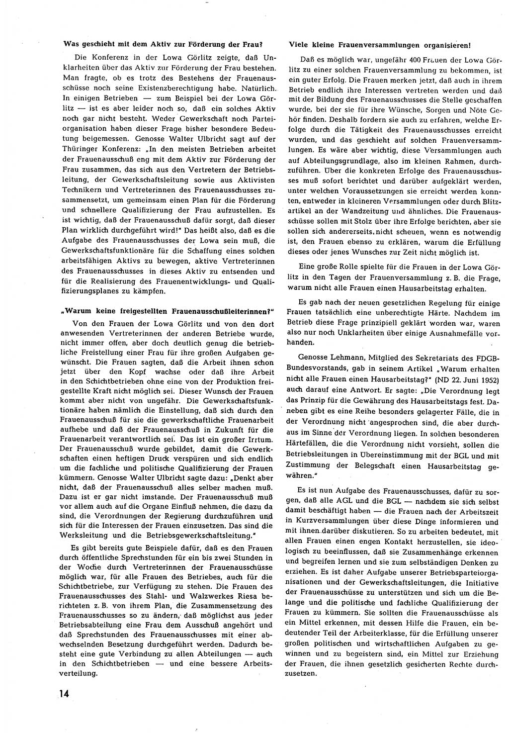 Neuer Weg (NW), Halbmonatsschrift für aktuelle Fragen der Arbeiterbewegung [Zentralkomitee (ZK) Sozialistische Einheitspartei Deutschlands (SED)], 7. Jahrgang [Deutsche Demokratische Republik (DDR)] 1952, Heft 14/14 (NW ZK SED DDR 1952, H. 14/14)