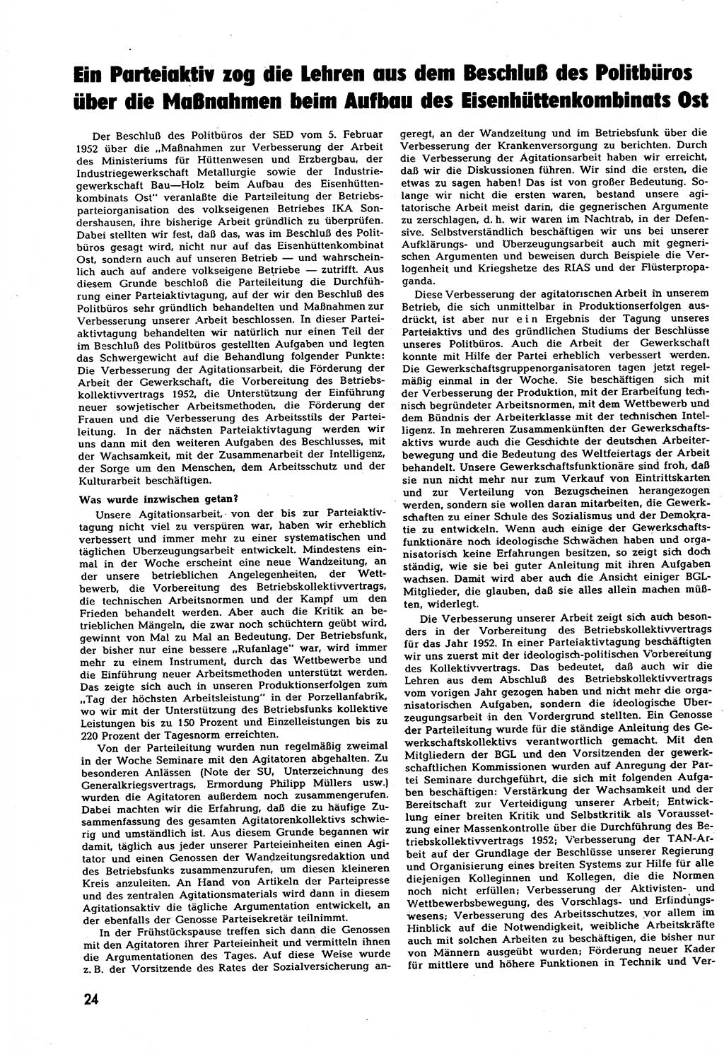 Neuer Weg (NW), Halbmonatsschrift für aktuelle Fragen der Arbeiterbewegung [Zentralkomitee (ZK) Sozialistische Einheitspartei Deutschlands (SED)], 7. Jahrgang [Deutsche Demokratische Republik (DDR)] 1952, Heft 14/24 (NW ZK SED DDR 1952, H. 14/24)