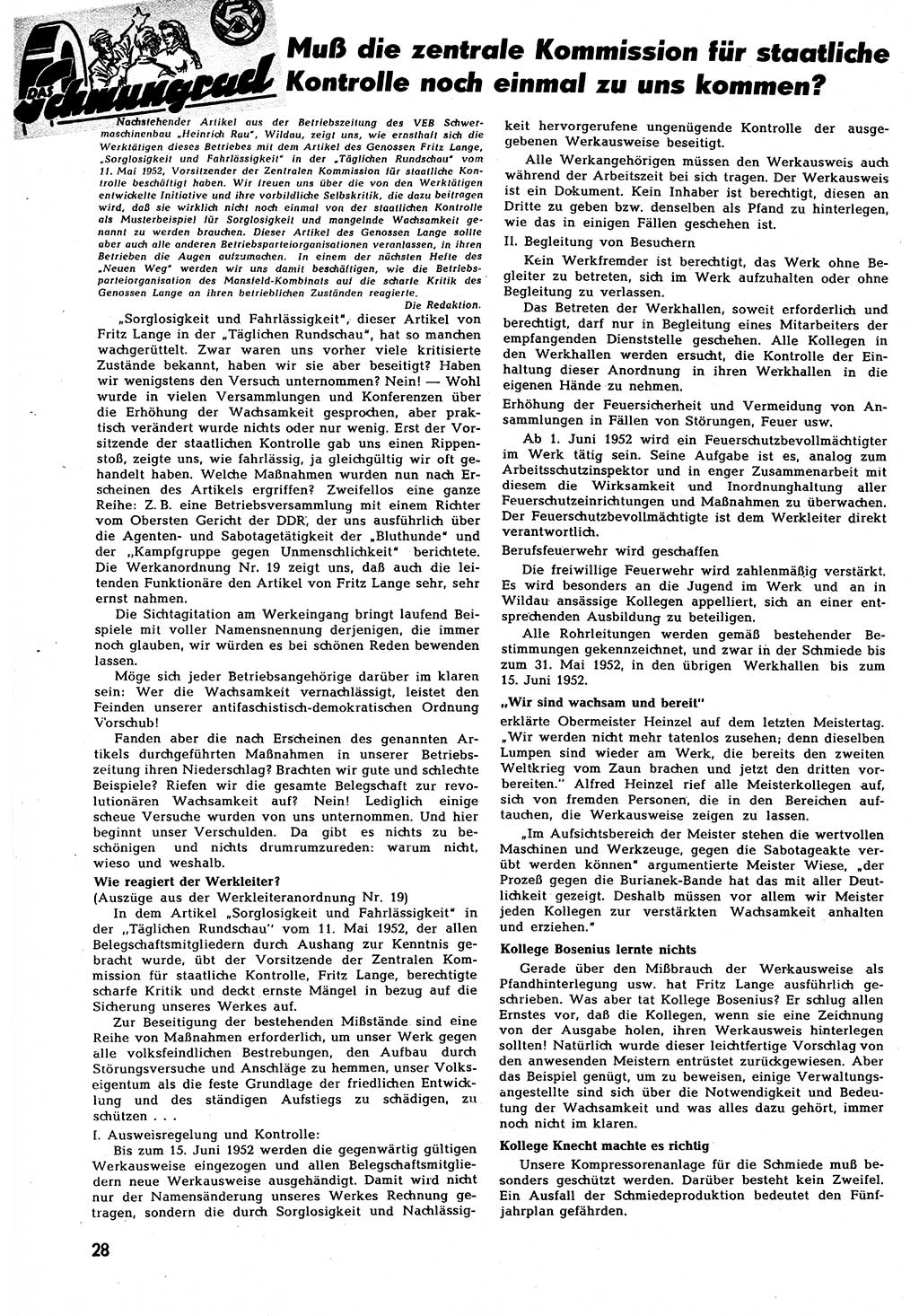 Neuer Weg (NW), Halbmonatsschrift für aktuelle Fragen der Arbeiterbewegung [Zentralkomitee (ZK) Sozialistische Einheitspartei Deutschlands (SED)], 7. Jahrgang [Deutsche Demokratische Republik (DDR)] 1952, Heft 14/28 (NW ZK SED DDR 1952, H. 14/28)