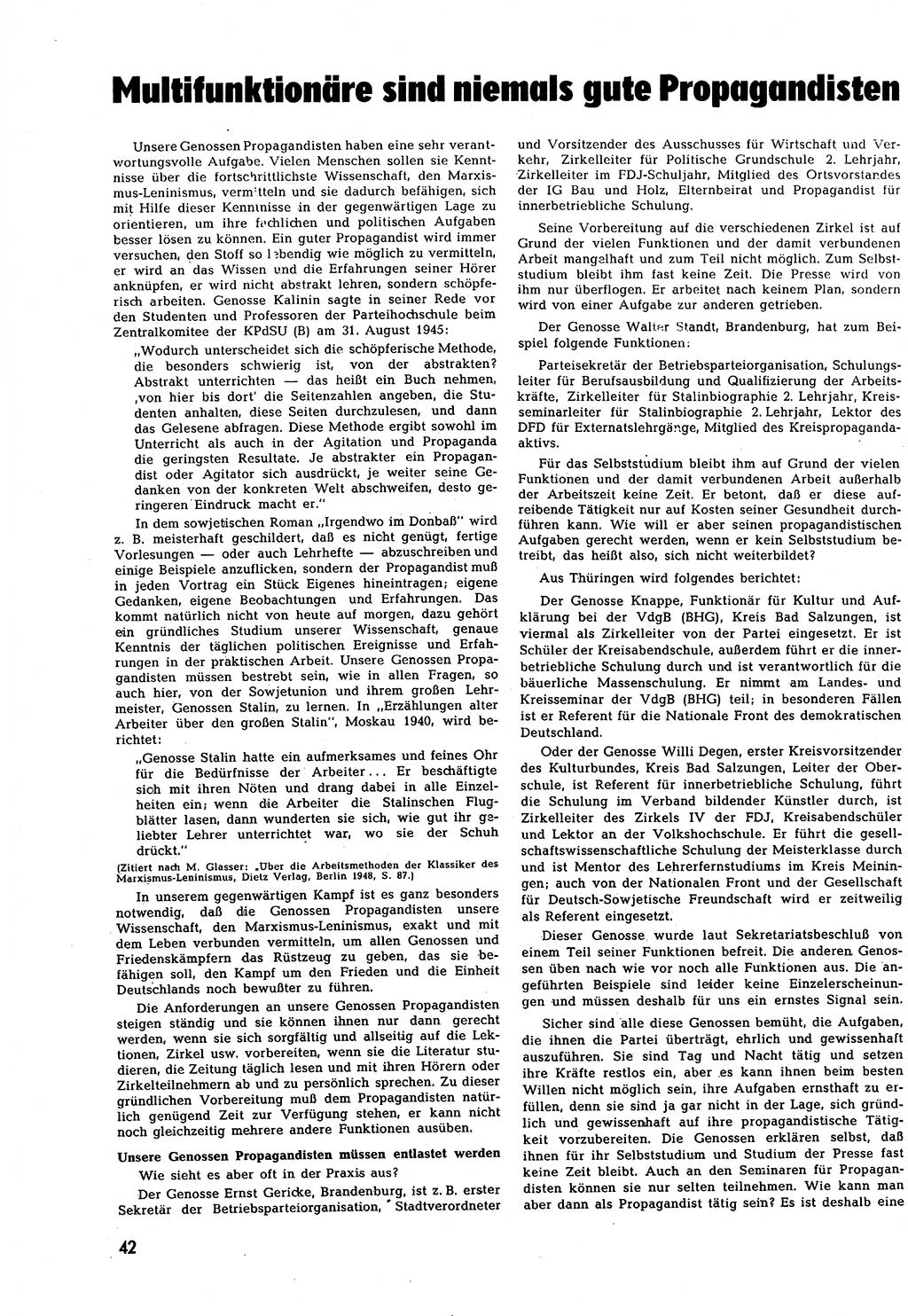 Neuer Weg (NW), Halbmonatsschrift für aktuelle Fragen der Arbeiterbewegung [Zentralkomitee (ZK) Sozialistische Einheitspartei Deutschlands (SED)], 7. Jahrgang [Deutsche Demokratische Republik (DDR)] 1952, Heft 14/42 (NW ZK SED DDR 1952, H. 14/42)
