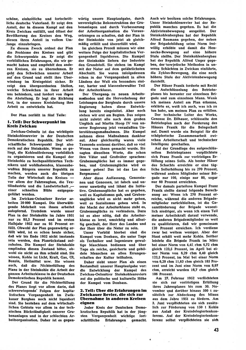 Neuer Weg (NW), Halbmonatsschrift für aktuelle Fragen der Arbeiterbewegung [Zentralkomitee (ZK) Sozialistische Einheitspartei Deutschlands (SED)], 7. Jahrgang [Deutsche Demokratische Republik (DDR)] 1952, Heft 15/43 (NW ZK SED DDR 1952, H. 15/43)