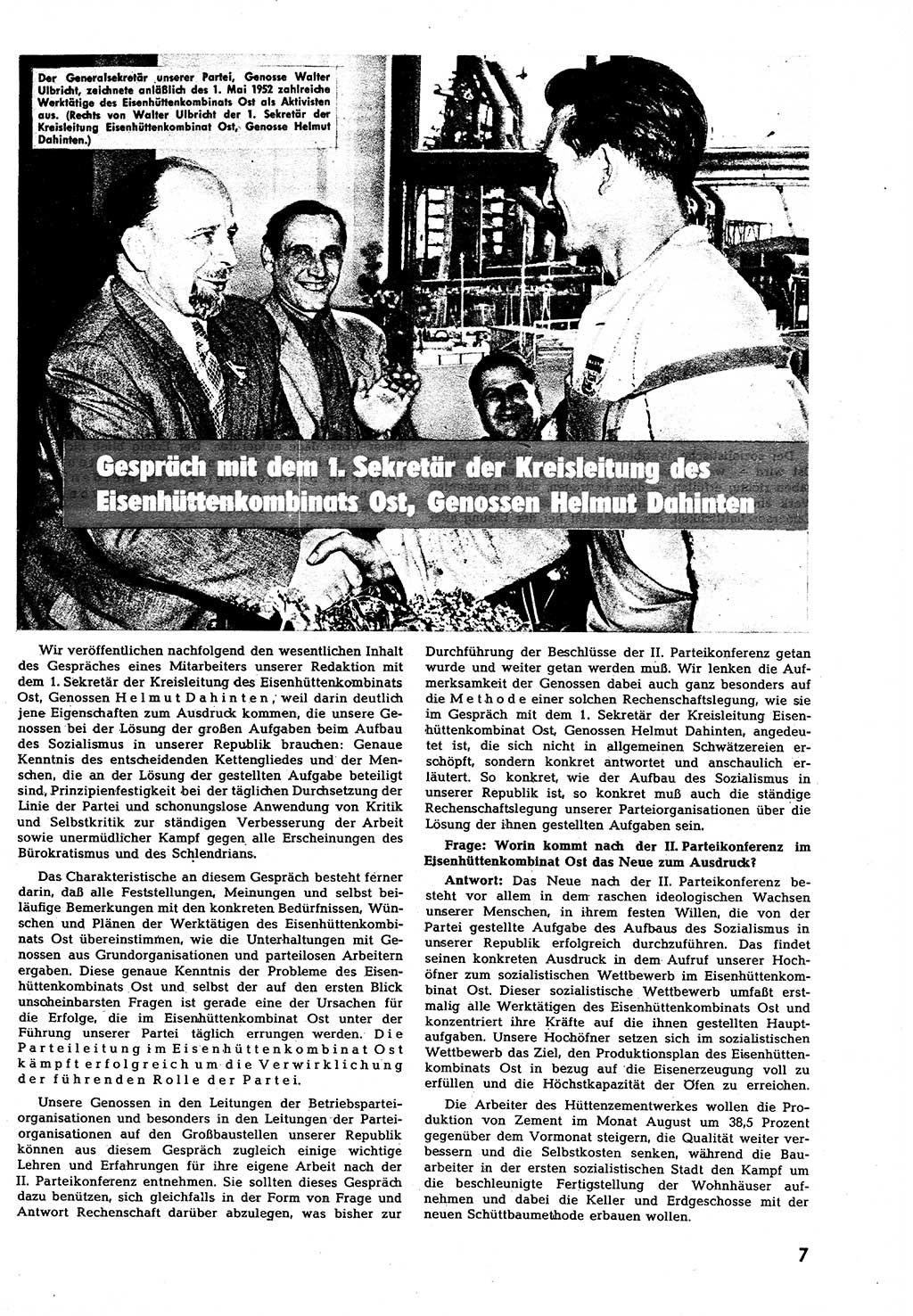 Neuer Weg (NW), Halbmonatsschrift für aktuelle Fragen der Arbeiterbewegung [Zentralkomitee (ZK) Sozialistische Einheitspartei Deutschlands (SED)], 7. Jahrgang [Deutsche Demokratische Republik (DDR)] 1952, Heft 16/7 (NW ZK SED DDR 1952, H. 16/7)