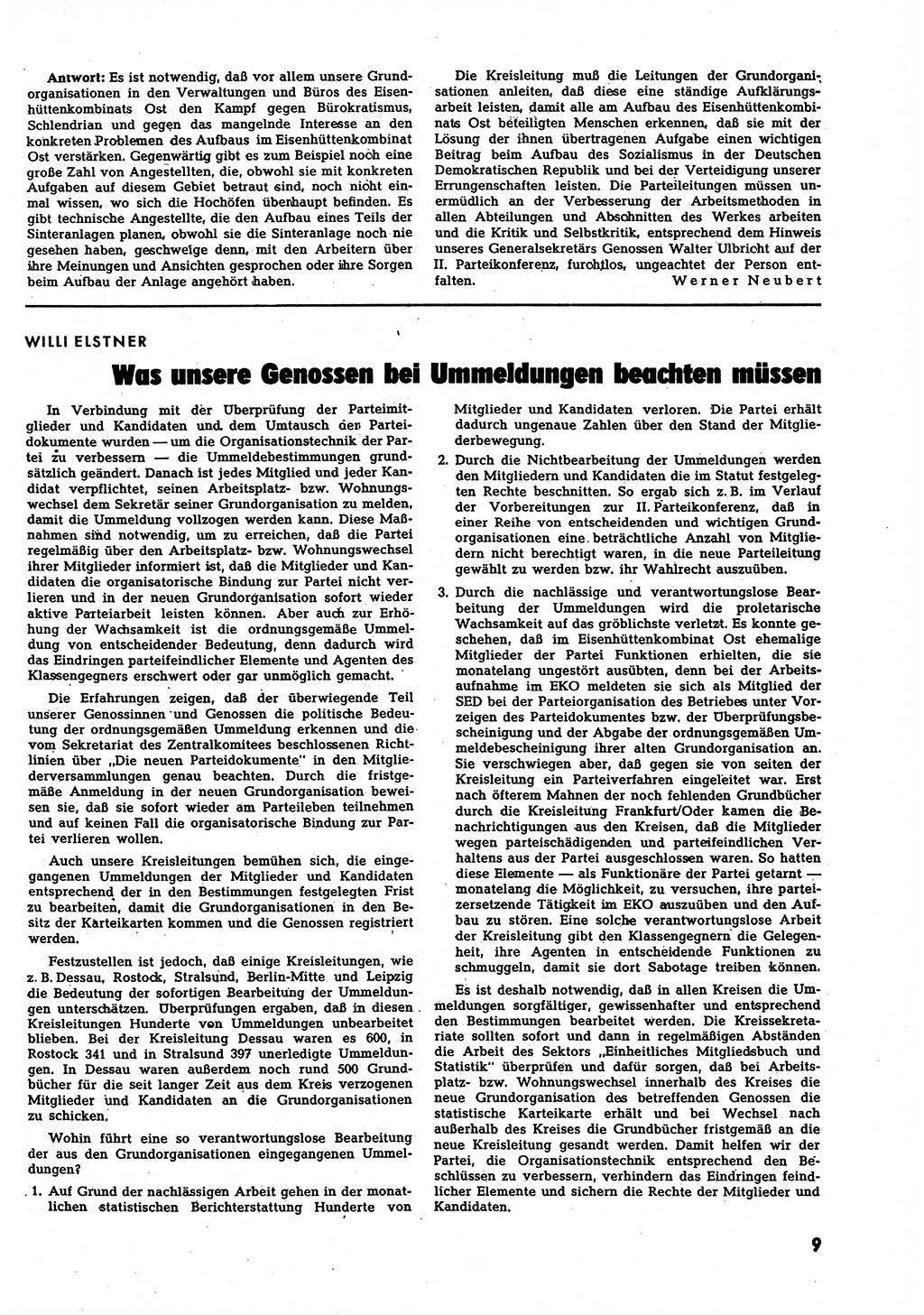 Neuer Weg (NW), Halbmonatsschrift für aktuelle Fragen der Arbeiterbewegung [Zentralkomitee (ZK) Sozialistische Einheitspartei Deutschlands (SED)], 7. Jahrgang [Deutsche Demokratische Republik (DDR)] 1952, Heft 16/9 (NW ZK SED DDR 1952, H. 16/9)