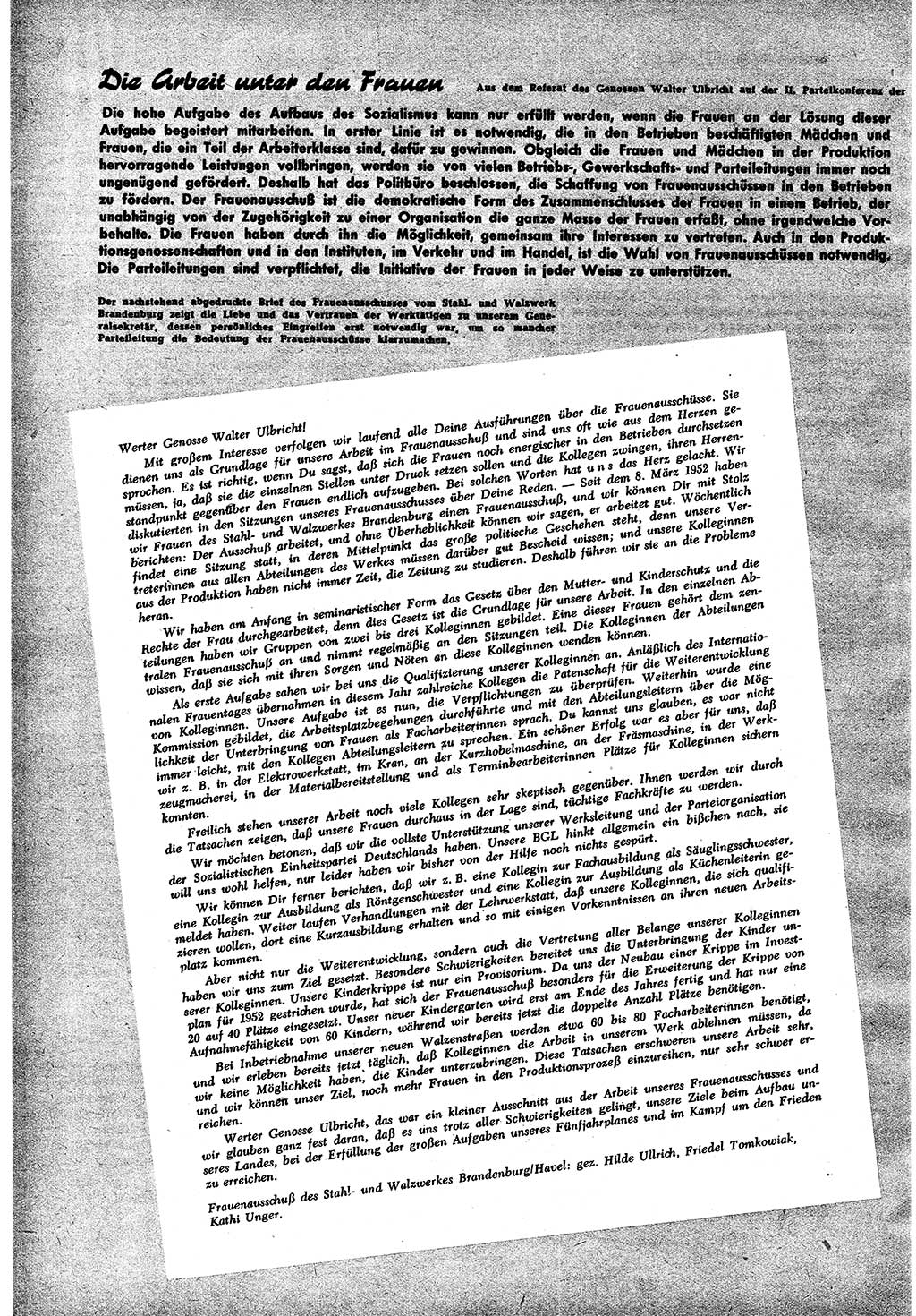 Neuer Weg (NW), Halbmonatsschrift für aktuelle Fragen der Arbeiterbewegung [Zentralkomitee (ZK) Sozialistische Einheitspartei Deutschlands (SED)], 7. Jahrgang [Deutsche Demokratische Republik (DDR)] 1952, Heft 16/28 (NW ZK SED DDR 1952, H. 16/28)