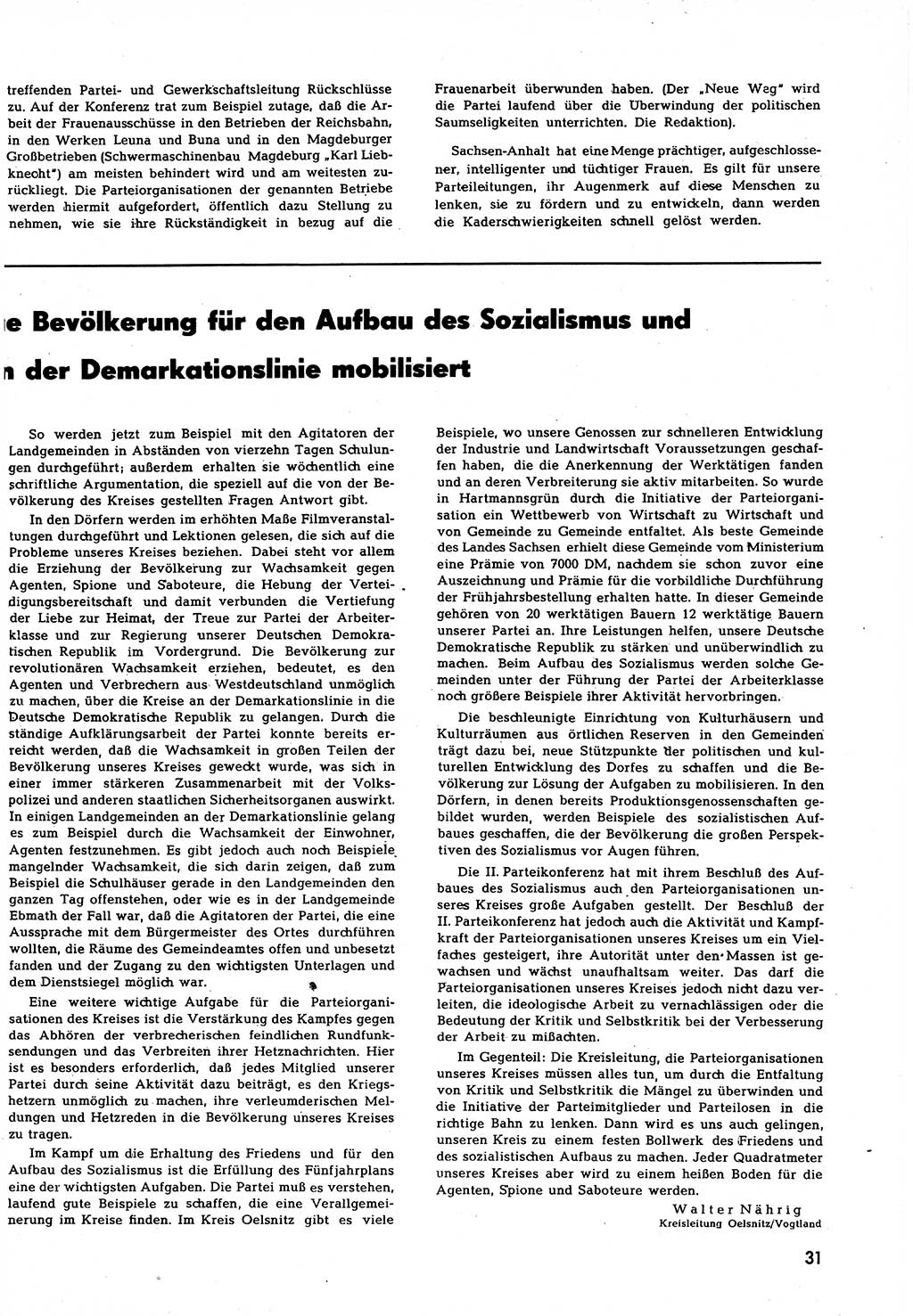 Neuer Weg (NW), Halbmonatsschrift für aktuelle Fragen der Arbeiterbewegung [Zentralkomitee (ZK) Sozialistische Einheitspartei Deutschlands (SED)], 7. Jahrgang [Deutsche Demokratische Republik (DDR)] 1952, Heft 16/31 (NW ZK SED DDR 1952, H. 16/31)