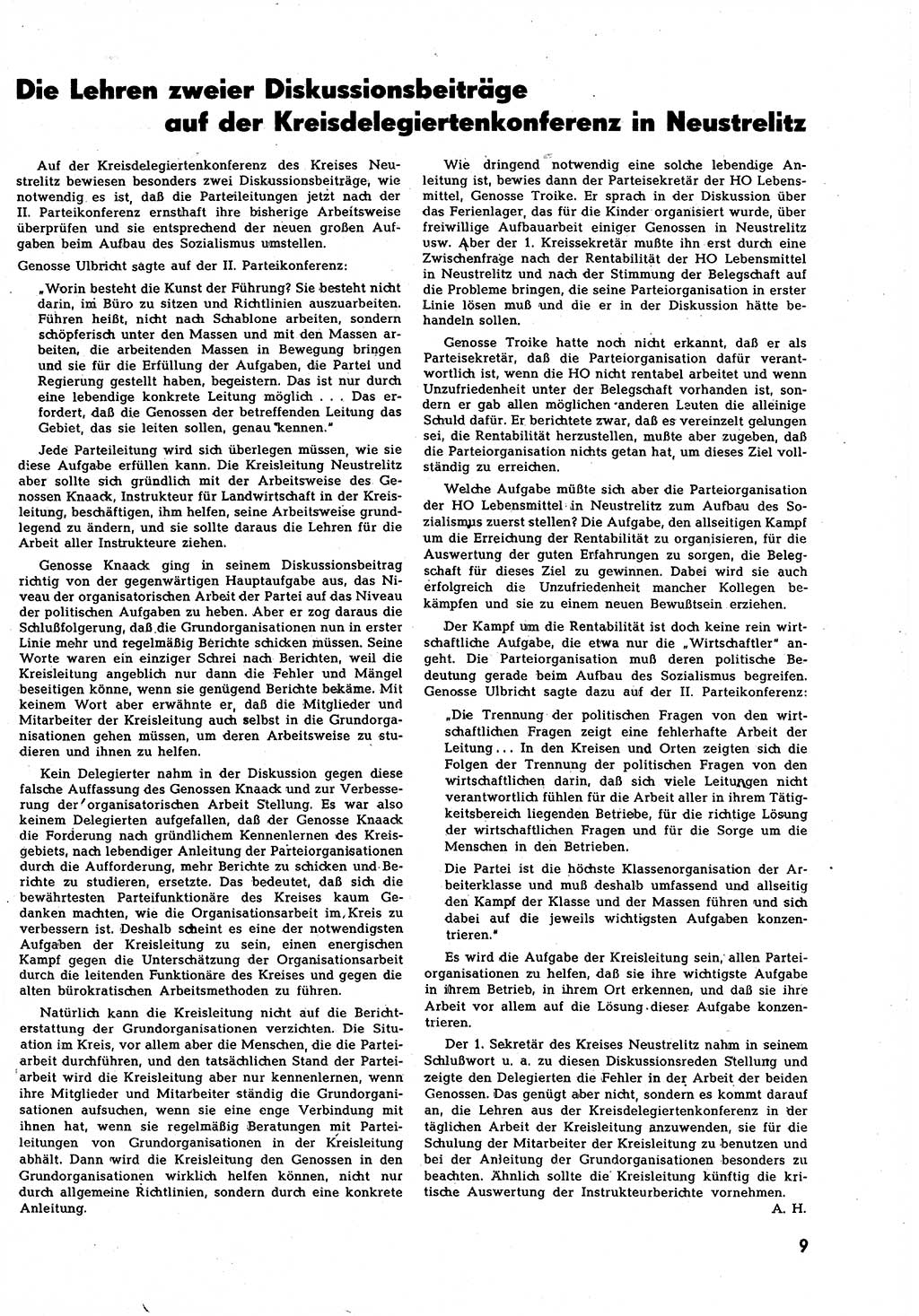 Neuer Weg (NW), Halbmonatsschrift für aktuelle Fragen der Arbeiterbewegung [Zentralkomitee (ZK) Sozialistische Einheitspartei Deutschlands (SED)], 7. Jahrgang [Deutsche Demokratische Republik (DDR)] 1952, Heft 17/9 (NW ZK SED DDR 1952, H. 17/9)